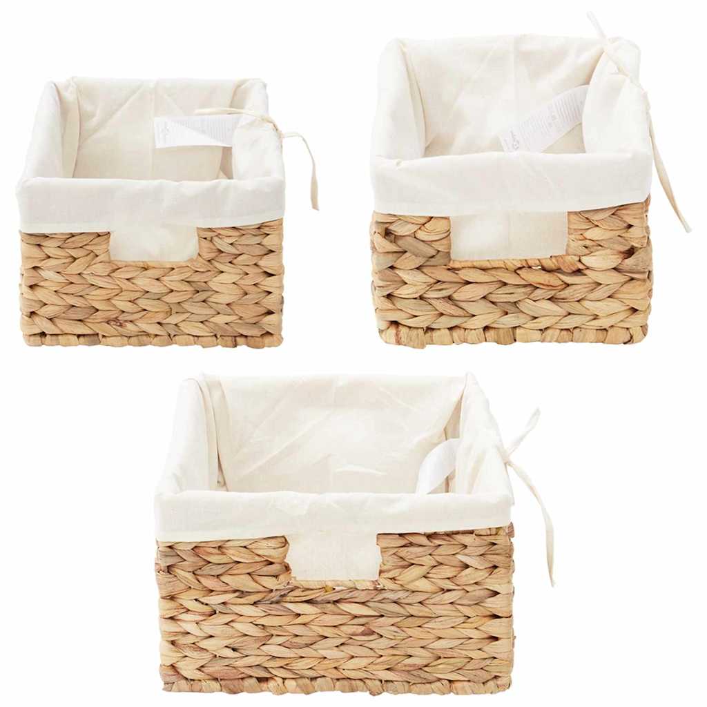 Aufbewahrungskörbe 3 pcs Natur 40 x 30 x 18 cm Wasserhyazinthe