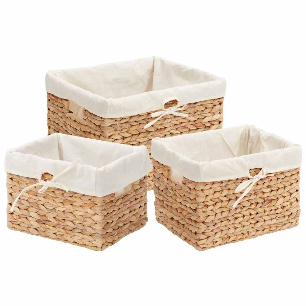 Storage Baskets 3 pcs Natural 35 x 30 x 25 cm Water Hyacinth