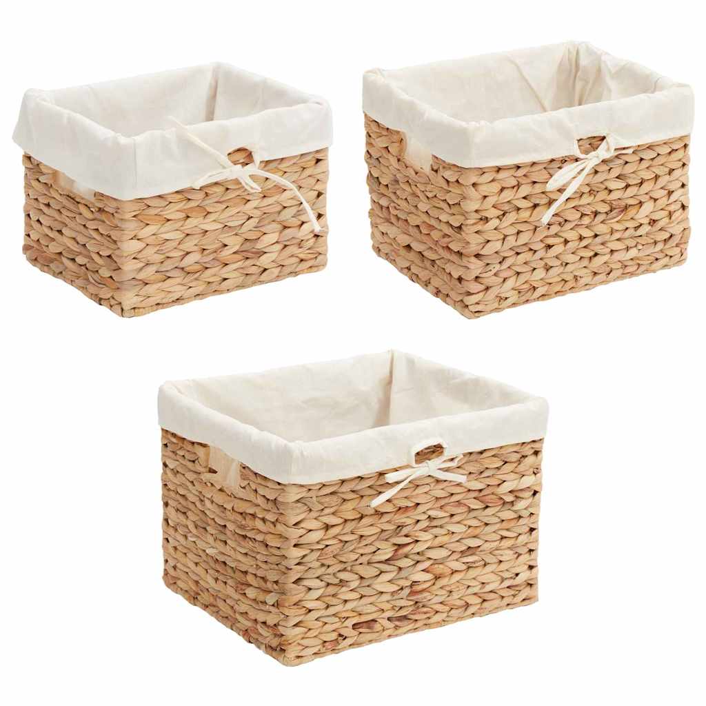 Storage Baskets 3 pcs Natural 35 x 30 x 25 cm Water Hyacinth