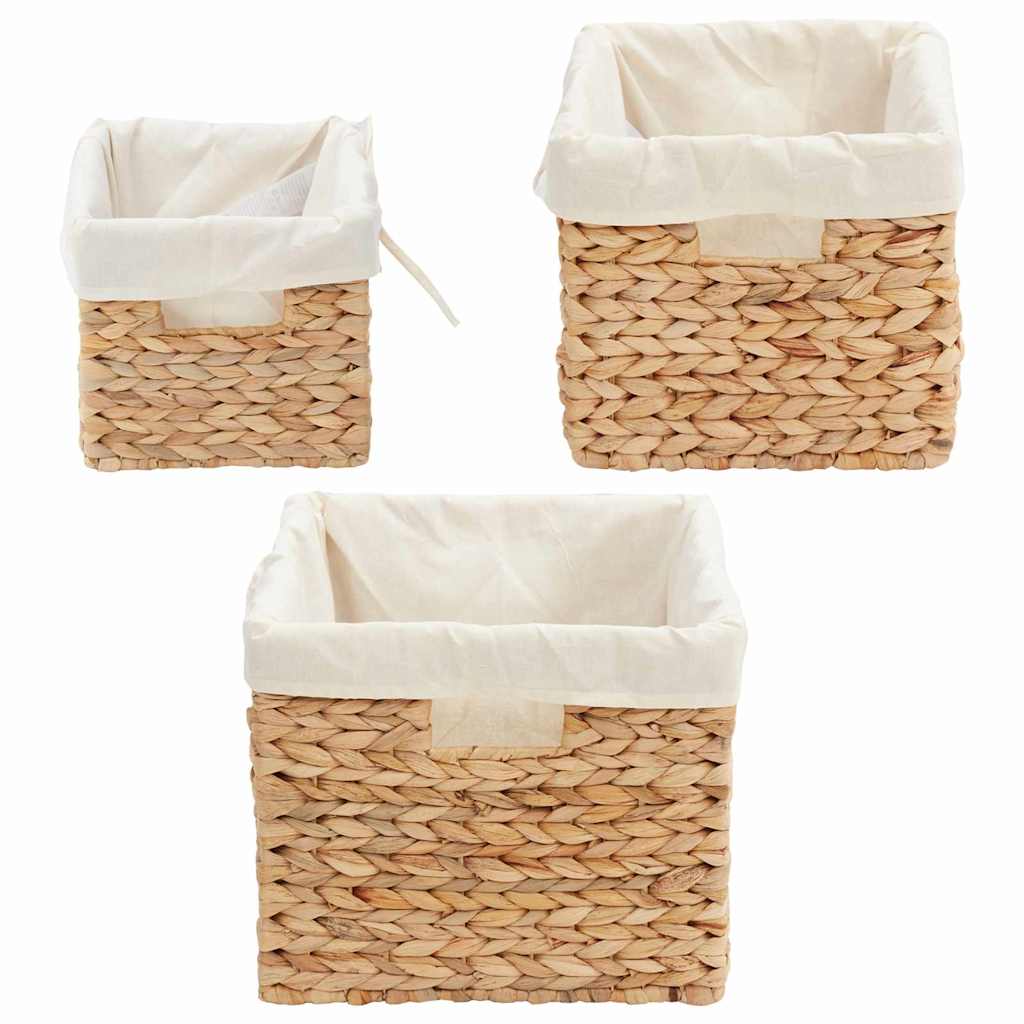 Storage Baskets 3 pcs Natural 35 x 30 x 25 cm Water Hyacinth