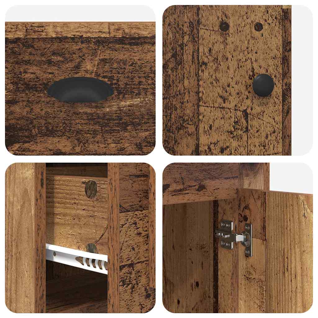 Desk with Cabinet with Door Reclaimed Wood 154.5 x 50 x 75 cm