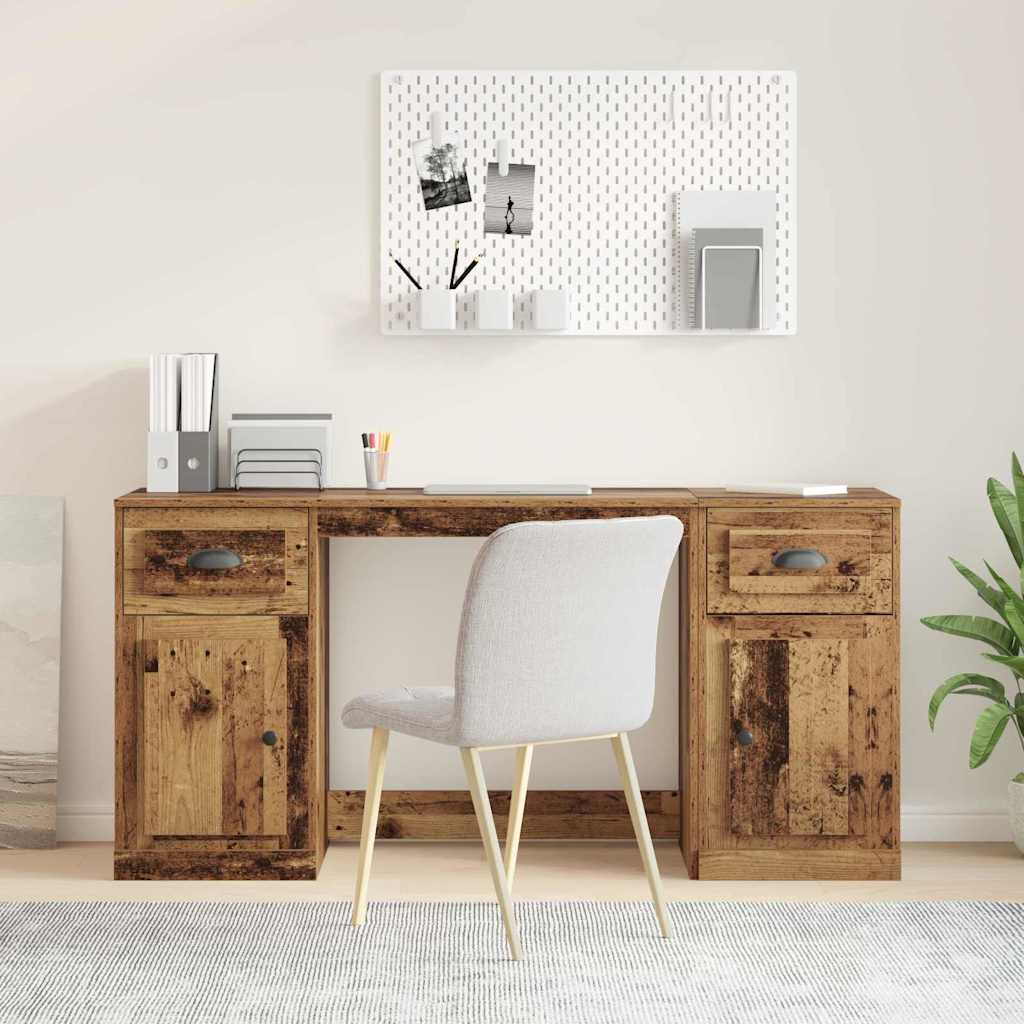 Desk with Cabinet with Door Reclaimed Wood 154.5 x 50 x 75 cm