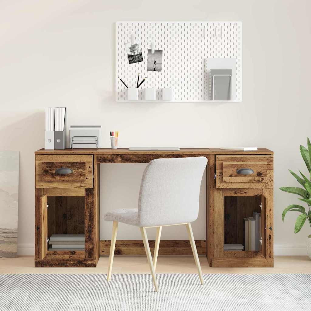 Desk with Cabinet with Door Reclaimed Wood 154.5 x 50 x 75 cm