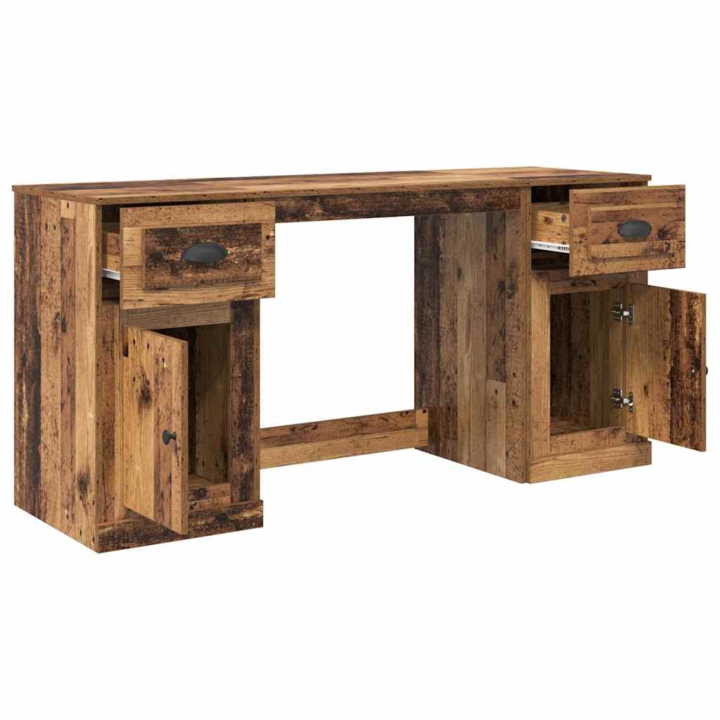 Desk with Cabinet with Door Reclaimed Wood 154.5 x 50 x 75 cm