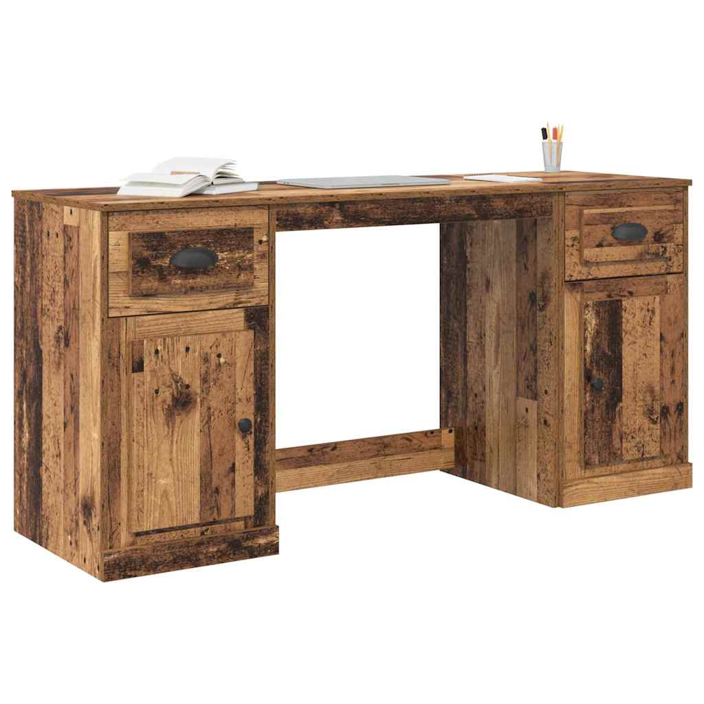 Desk with Cabinet with Door Reclaimed Wood 154.5 x 50 x 75 cm