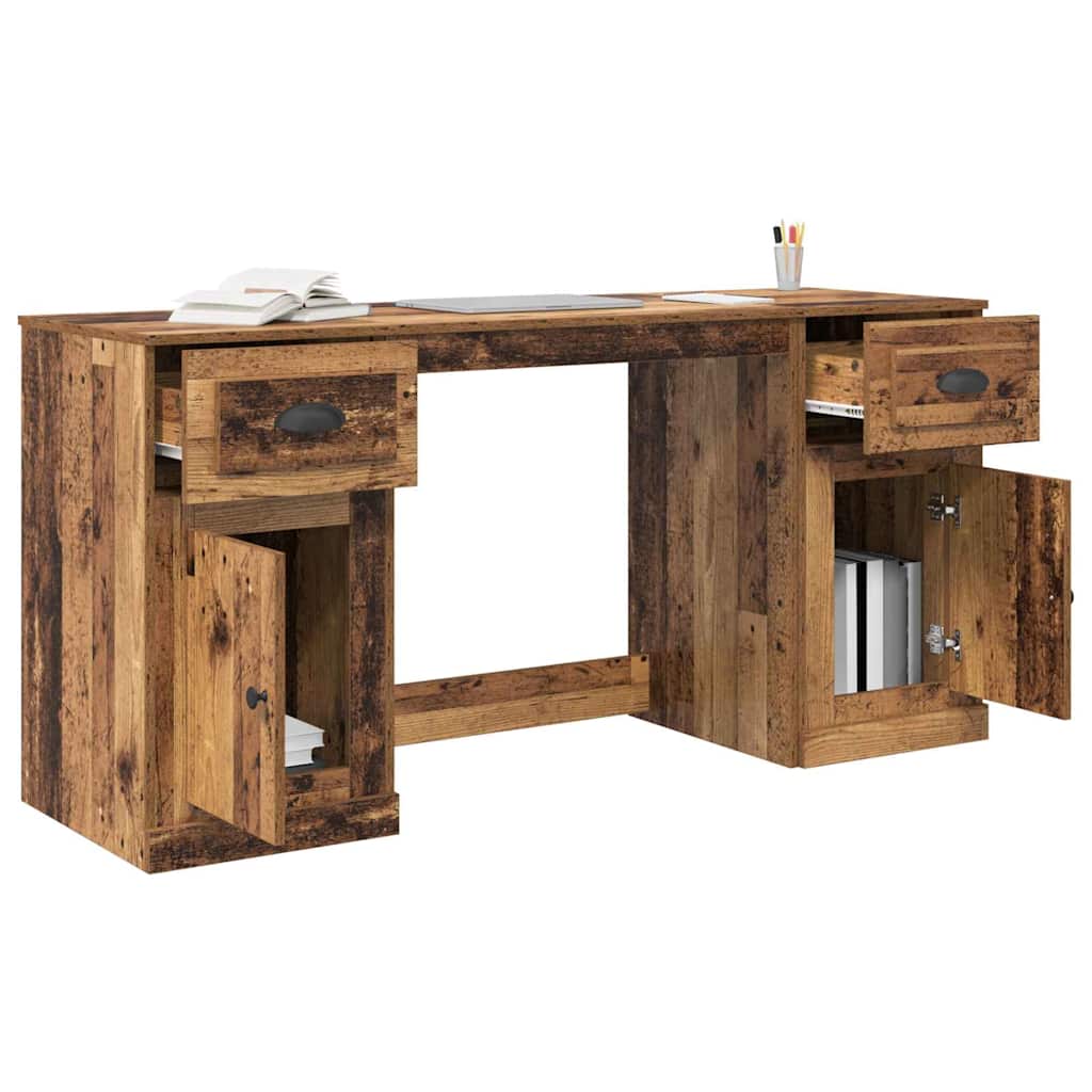 Desk with Cabinet with Door Reclaimed Wood 154.5 x 50 x 75 cm