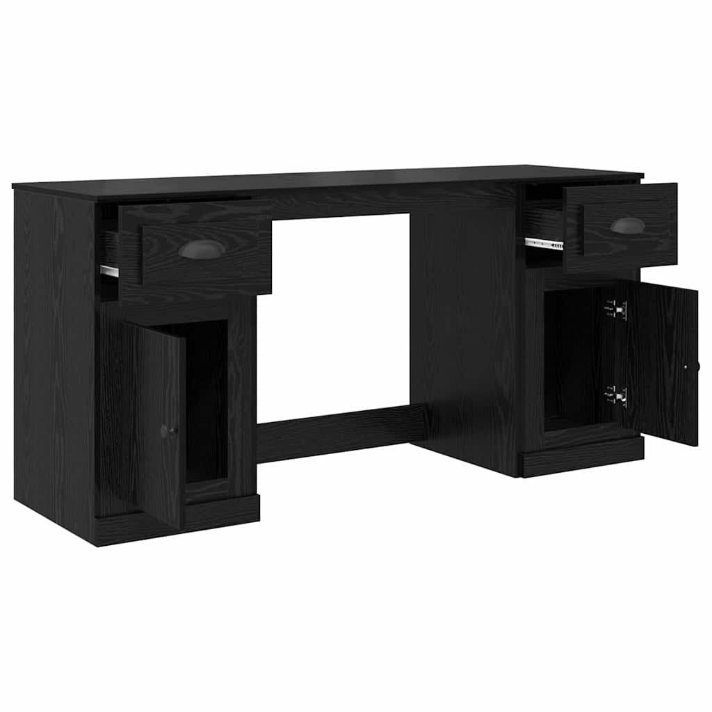 Schreibtisch mit Schrank mit Schubladen Schwarz Eichen-Optik