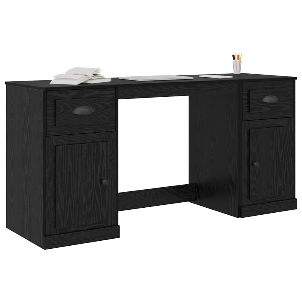Schreibtisch mit Schrank mit Schubladen Schwarz Eichen-Optik