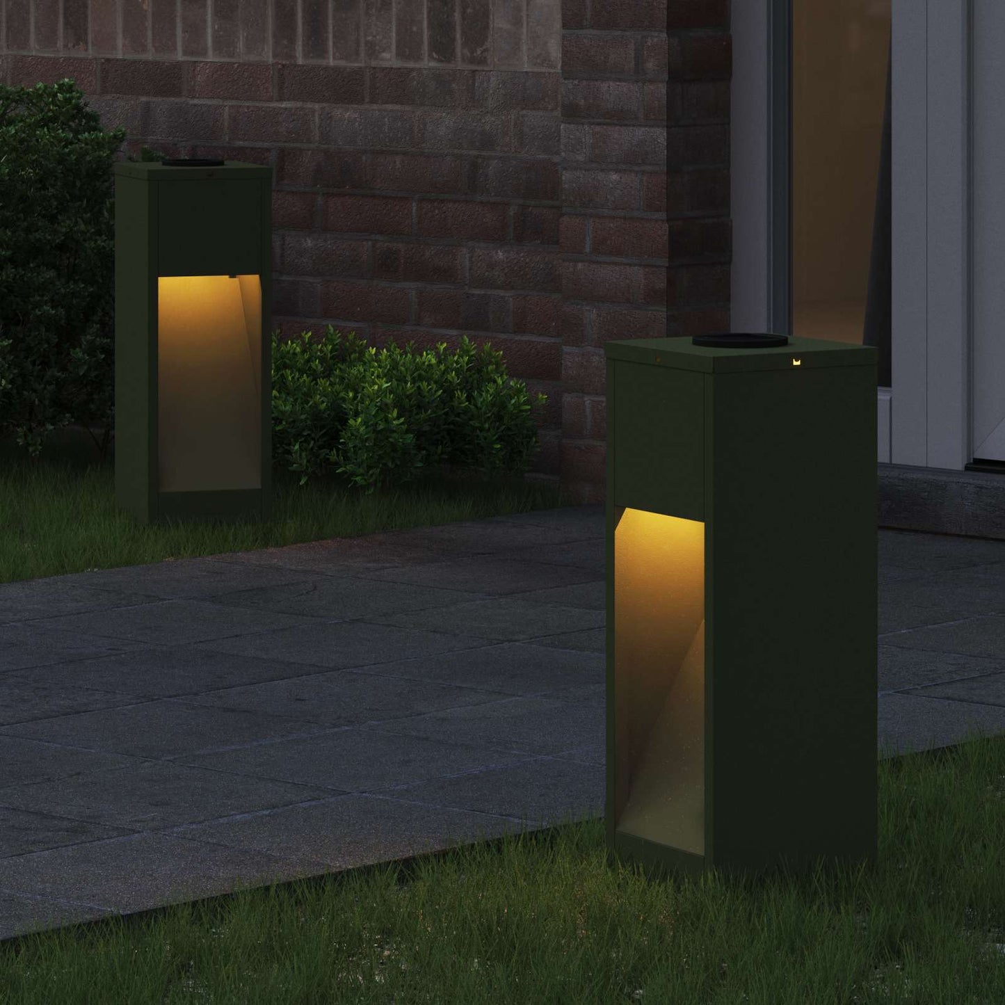 Solar LED Path Light 2 pcs Olive Green Cold-rolled Steel