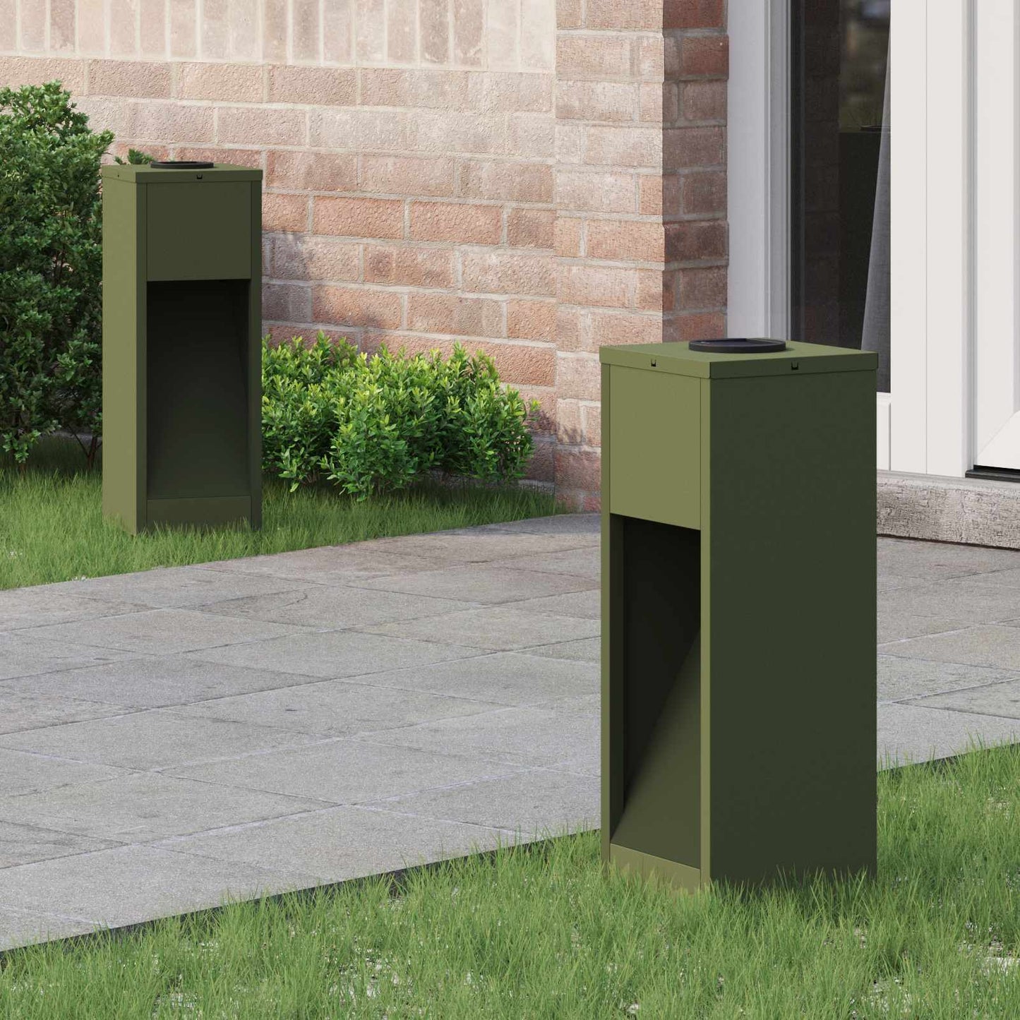 Solar LED Path Light 2 pcs Olive Green Cold-rolled Steel