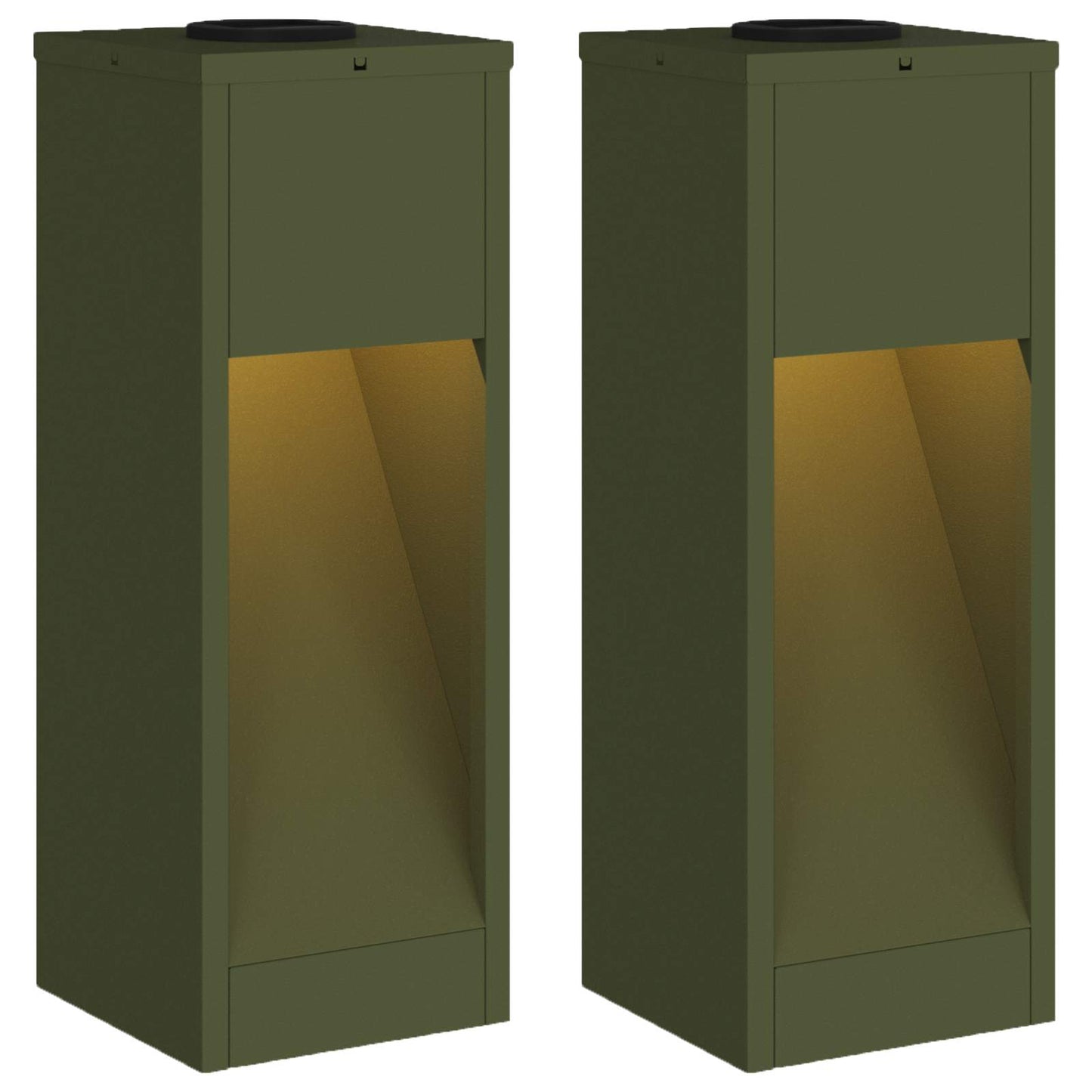 Solar LED Path Light 2 pcs Olive Green Cold-rolled Steel