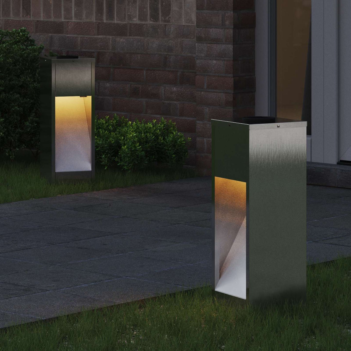 Solar LED Path Light 2 pcs Silver Stainless Steel