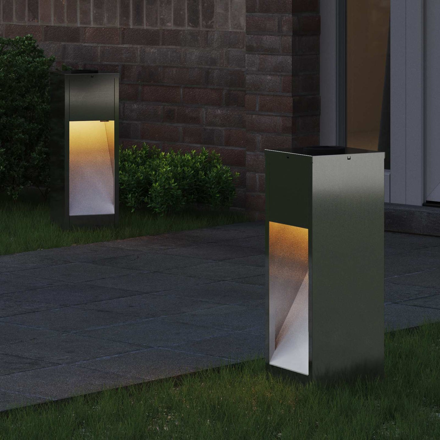 Solar LED Wegeleuchte 2 pcs Silber Galvanisiert