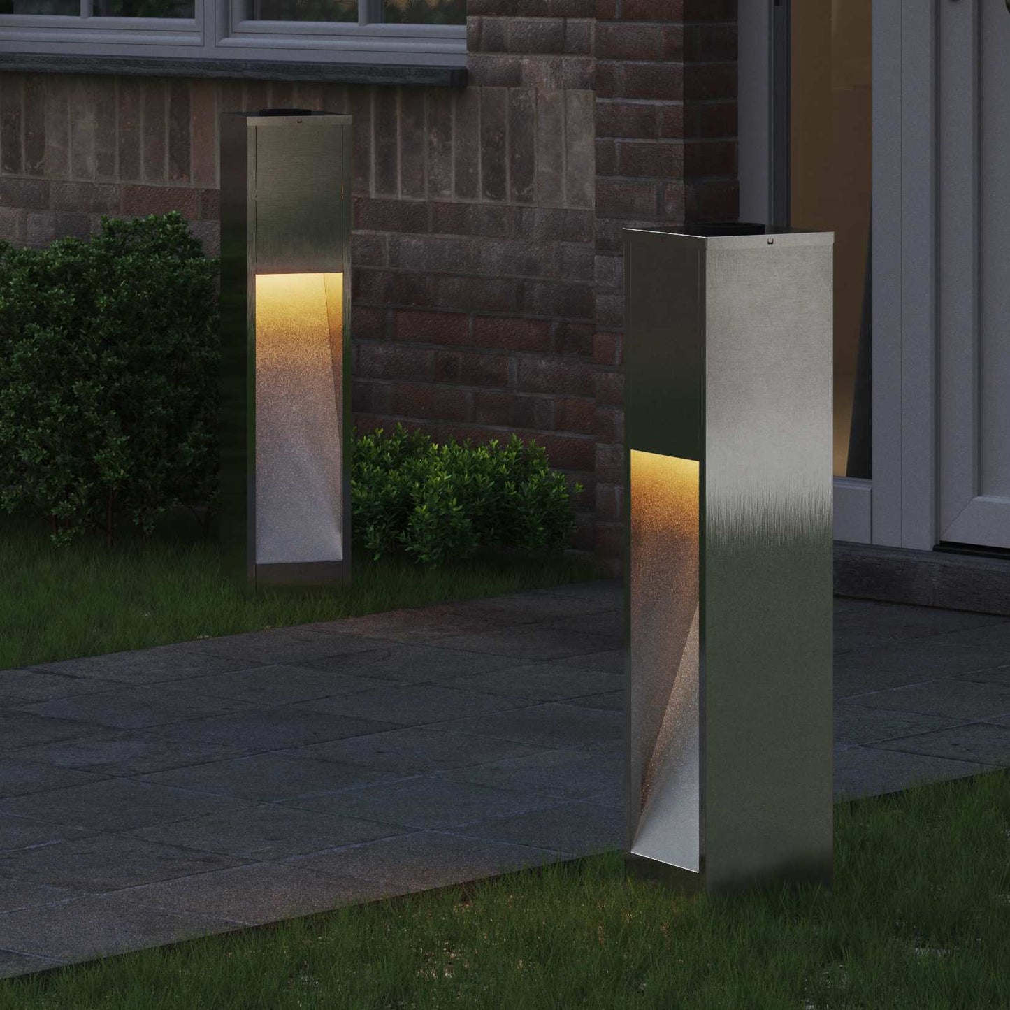 Solar LED Wegeleuchte 2 pcs Silber Edelstahl