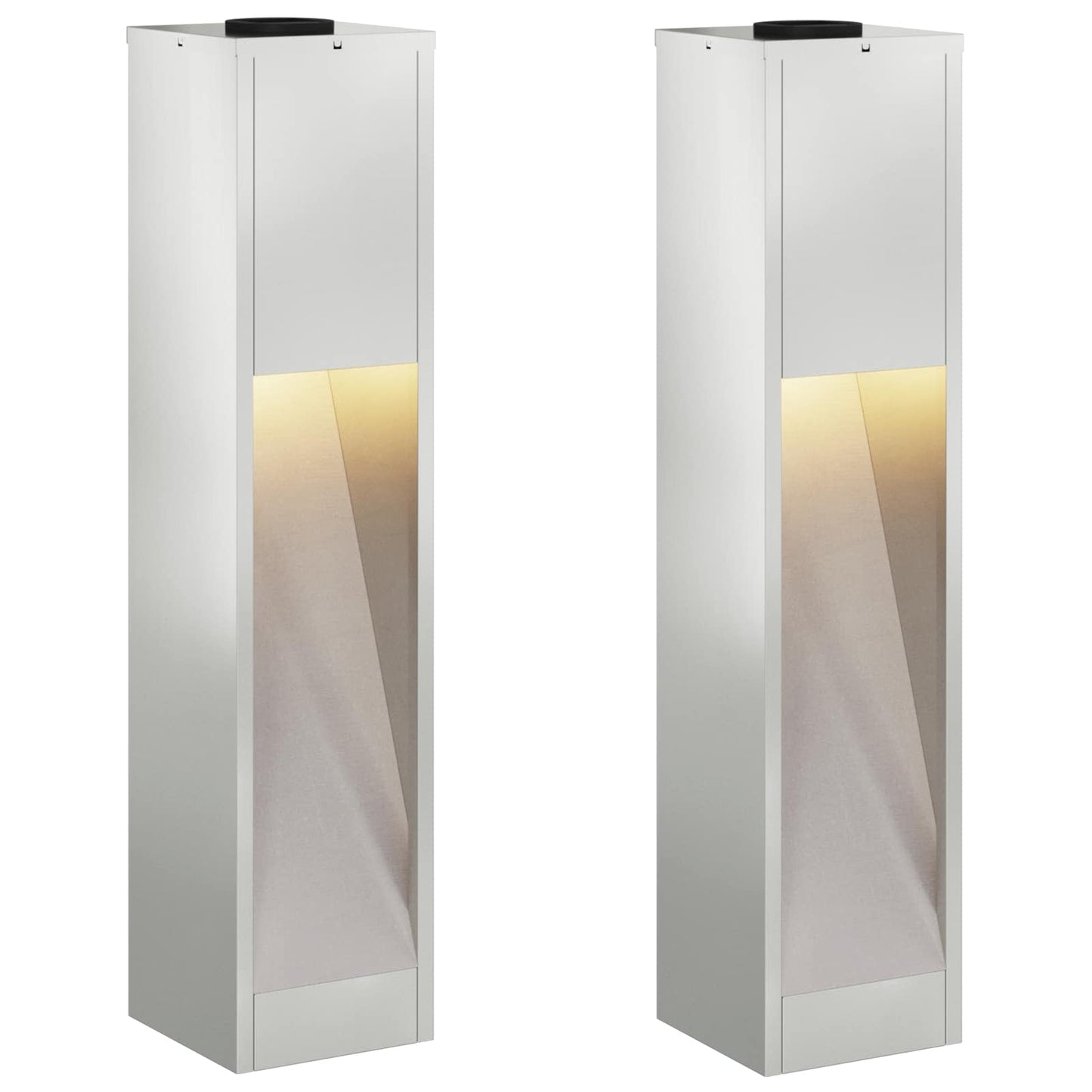 Lampe solaire à LED pour allée, 2 pièces, argent galvanisé