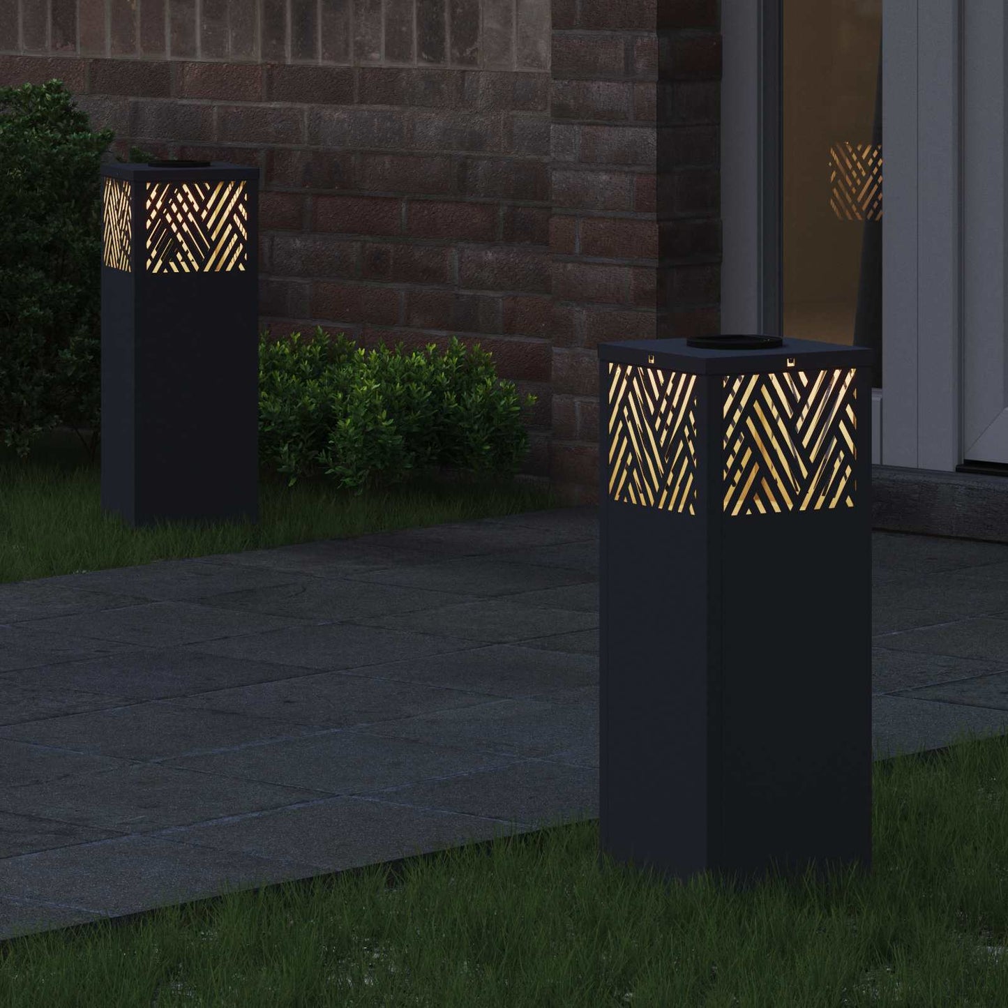 Solar LED Weg Licht 2 pcs Anthrazit Kalt gewalzter Stahl