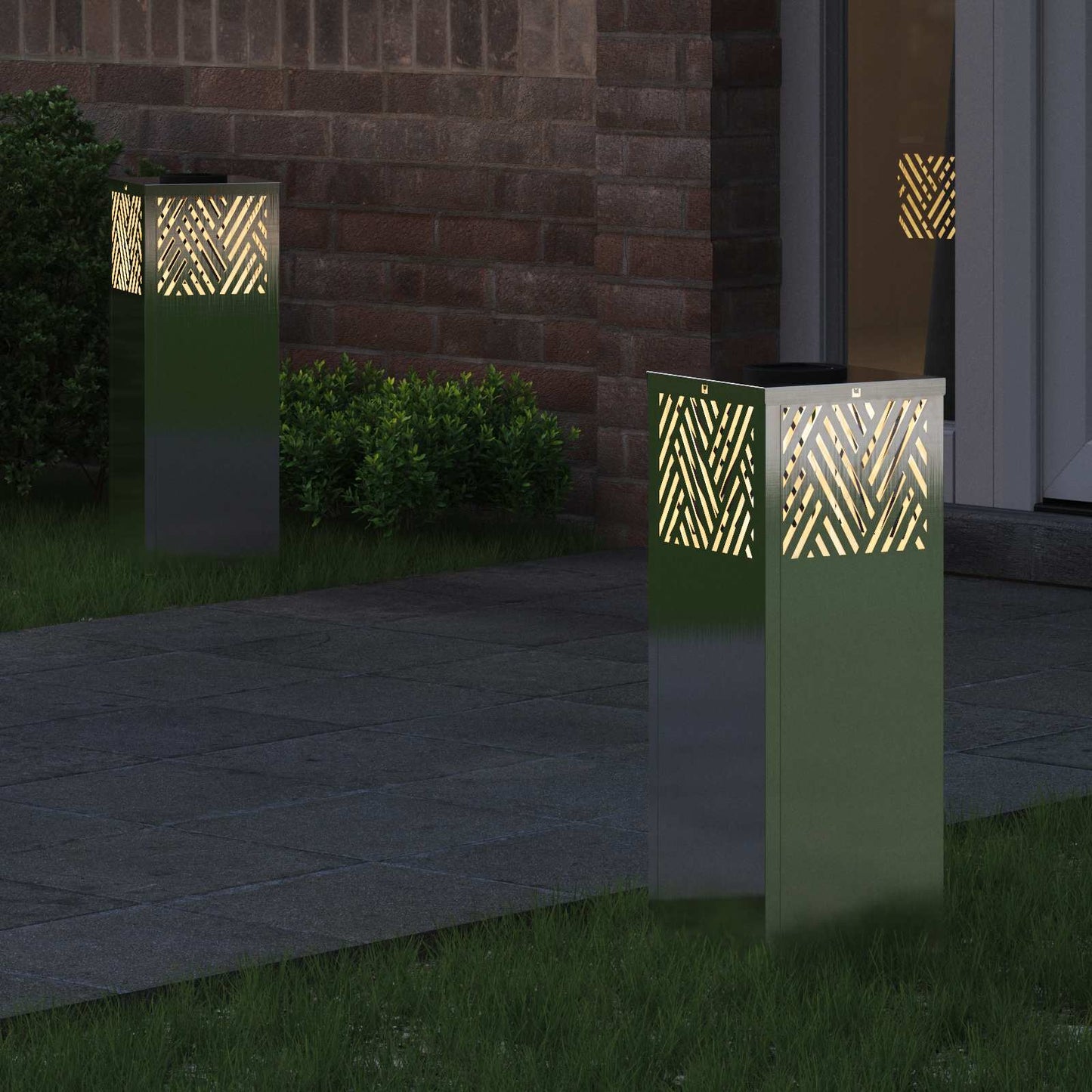 Solar LED Weg Licht 2 pcs Silber Edelstahl