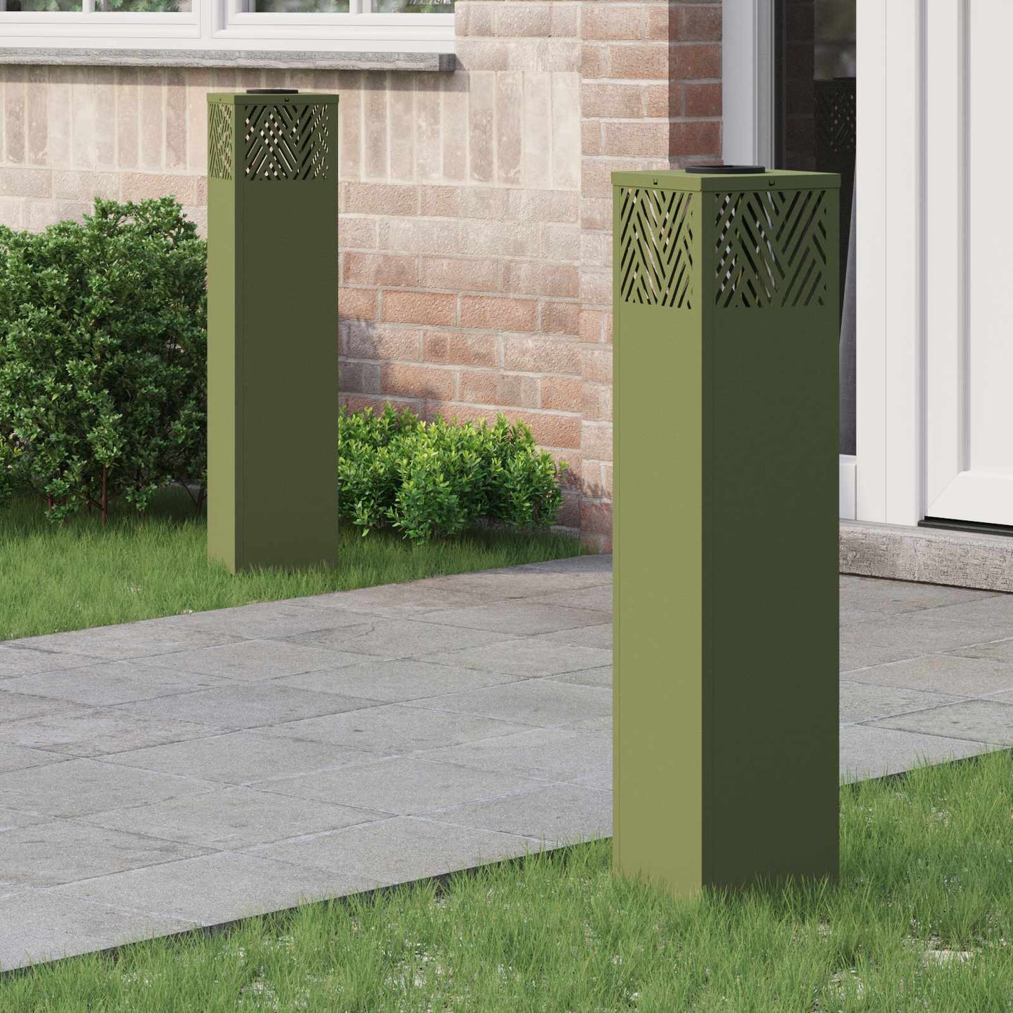 Solar LED Path Light 2 pcs Olive Green Cold Rolled Steel