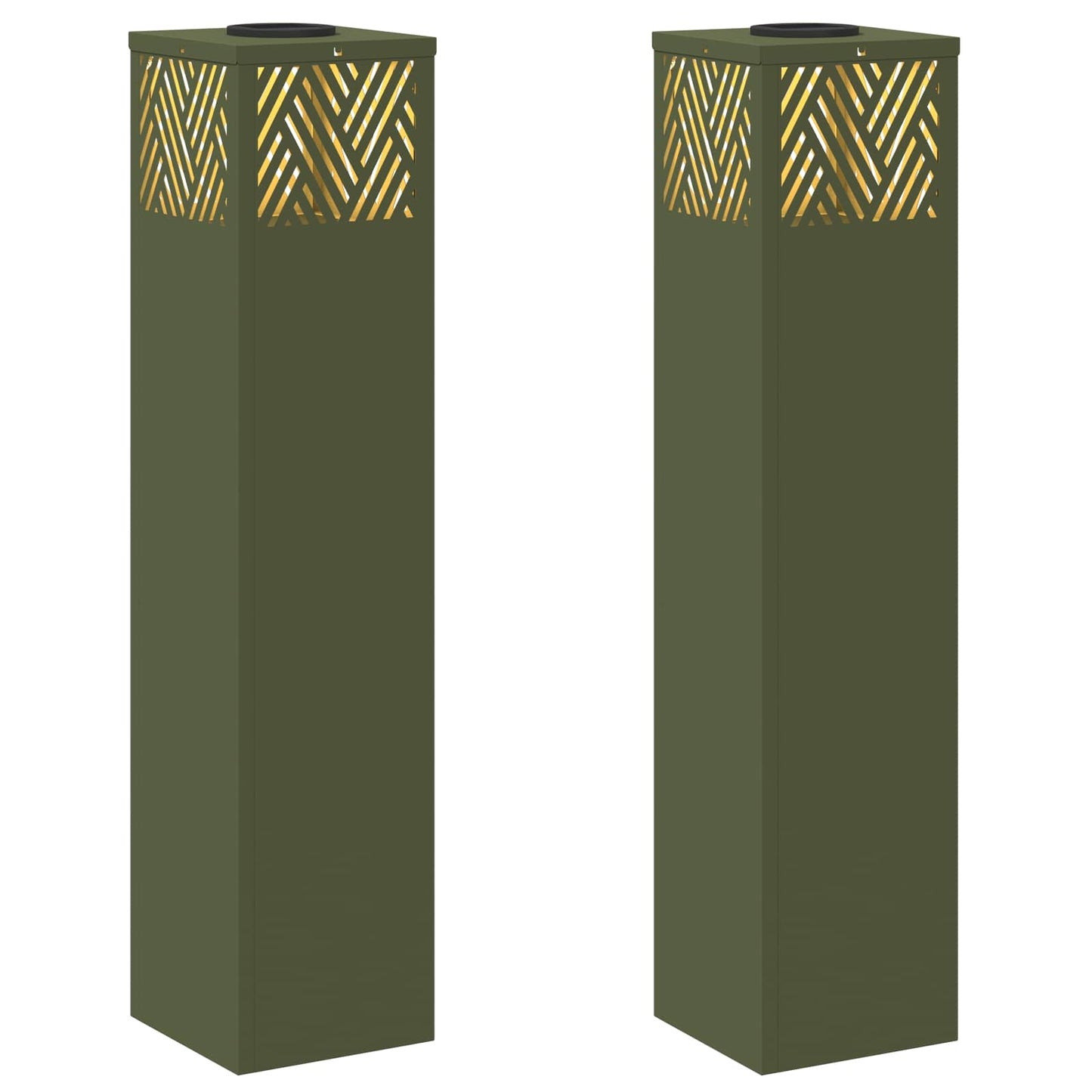 Solar LED Path Light 2 pcs Olive Green Cold Rolled Steel