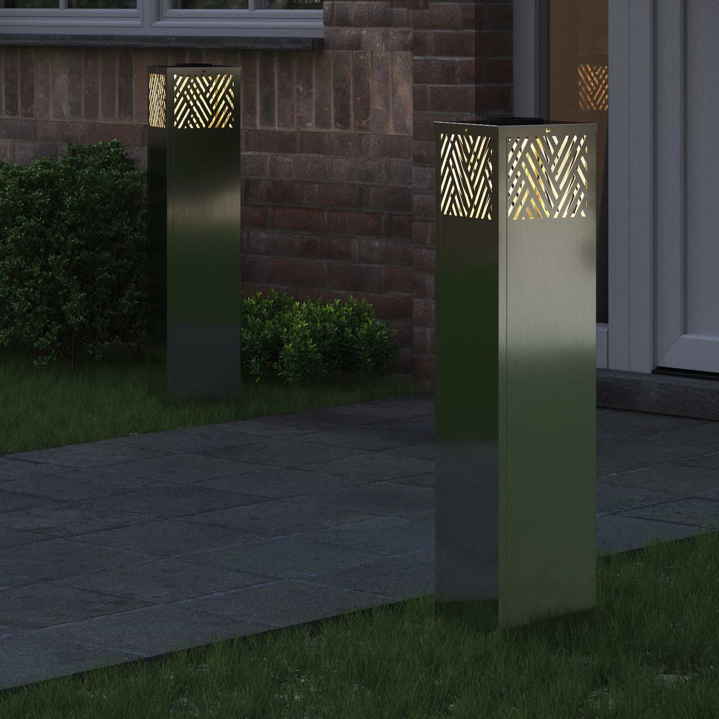 Solar LED Path Light 2 pcs Silver Galvanized