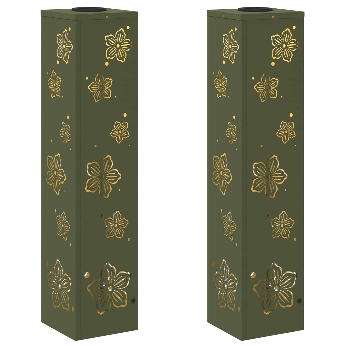 Lumière solaire LED pour chemin, 2 pcs, vert olive, acier laminé à froid