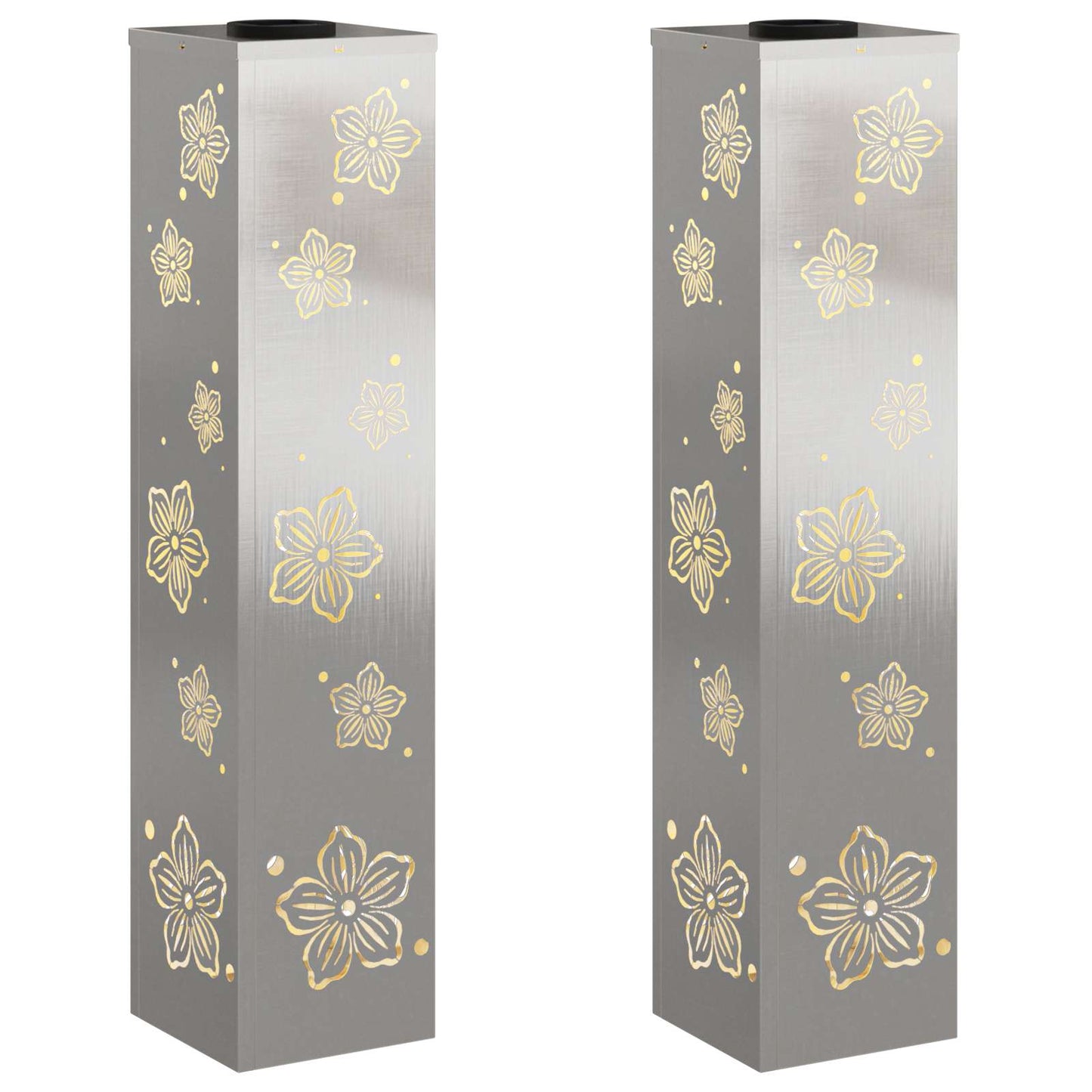 Lampes solaires LED pour allée, 2 pièces, acier inoxydable argenté