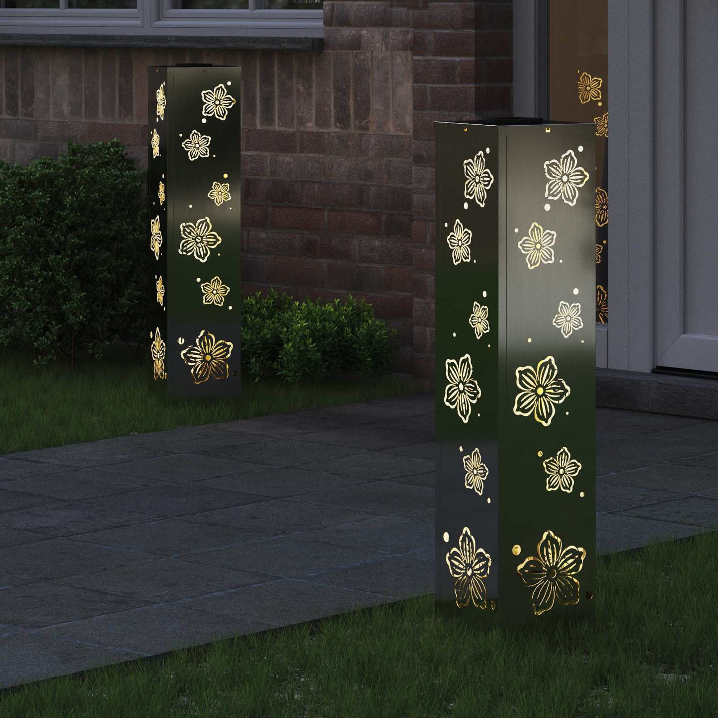 Solar LED Path Light 2 pcs Silver Galvanized Steel