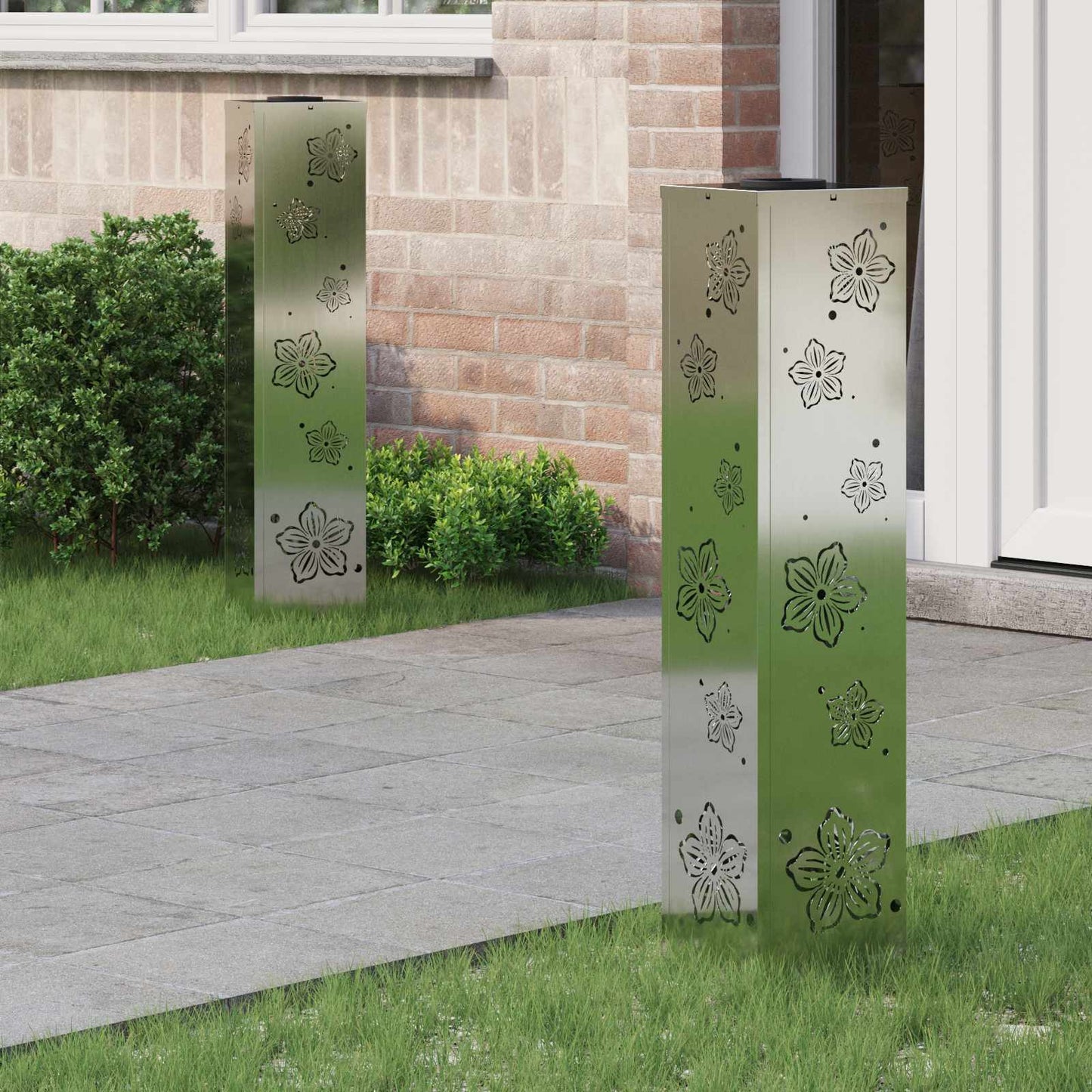 Solar LED Path Light 2 pcs Silver Galvanized Steel