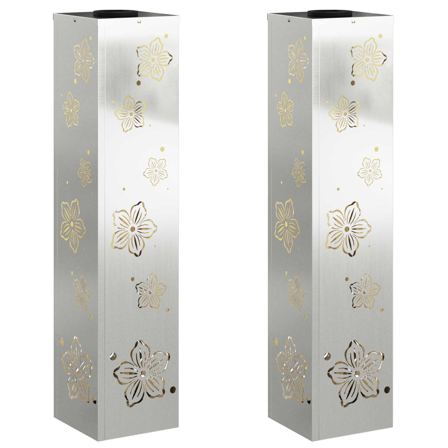 Solar LED Path Light 2 pcs Silver Galvanized Steel