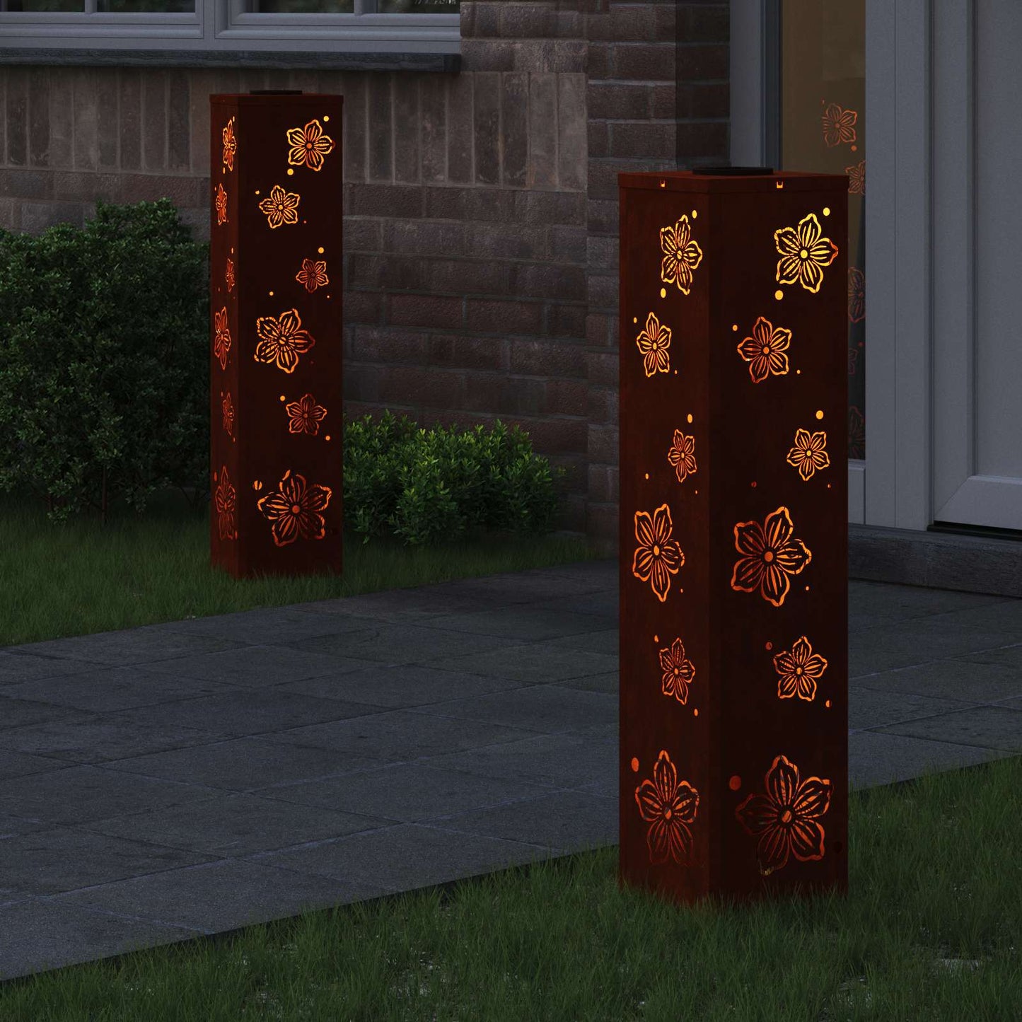 Solar LED Weg Licht 2 pcs Rostig Wetterfeststahl