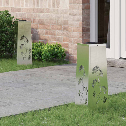 Solar LED Weg Licht 2 pcs Silber Edelstahl