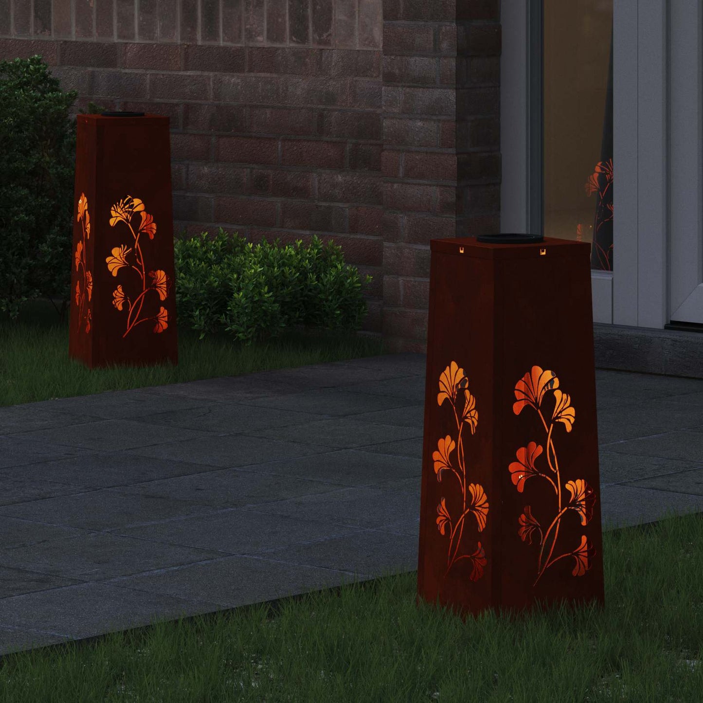 Solar LED Path Light 2 pcs Rusty Weathering Steel