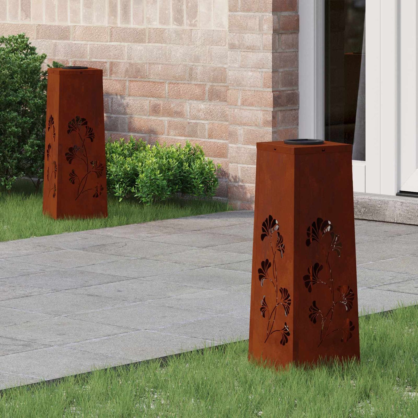 Solar LED Path Light 2 pcs Rusty Weathering Steel