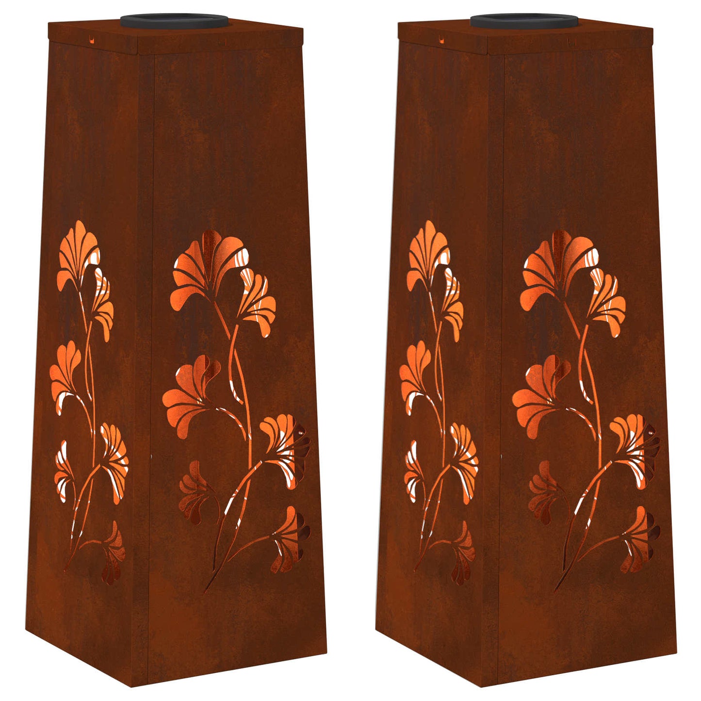 Solar LED Path Light 2 pcs Rusty Weathering Steel