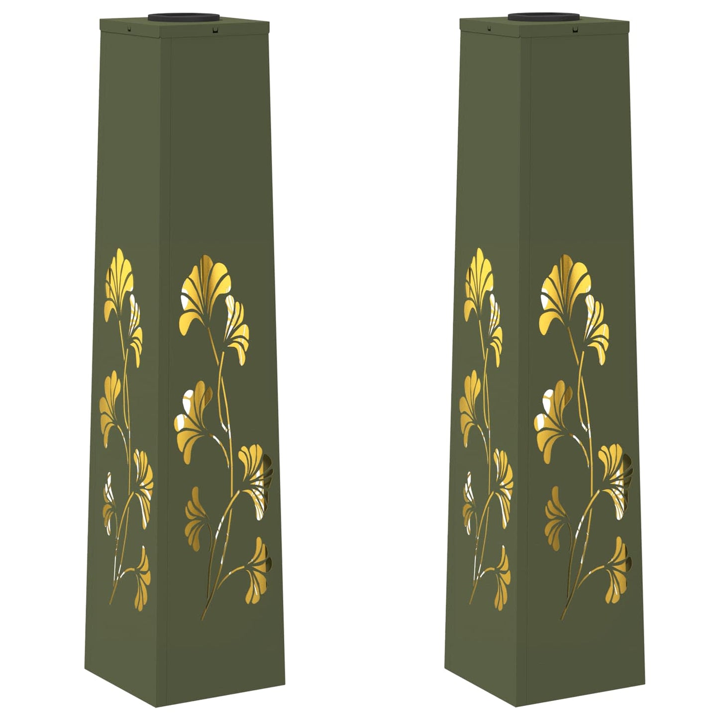 Lumière solaire LED pour chemin, 2 pcs, vert olive, acier laminé à froid