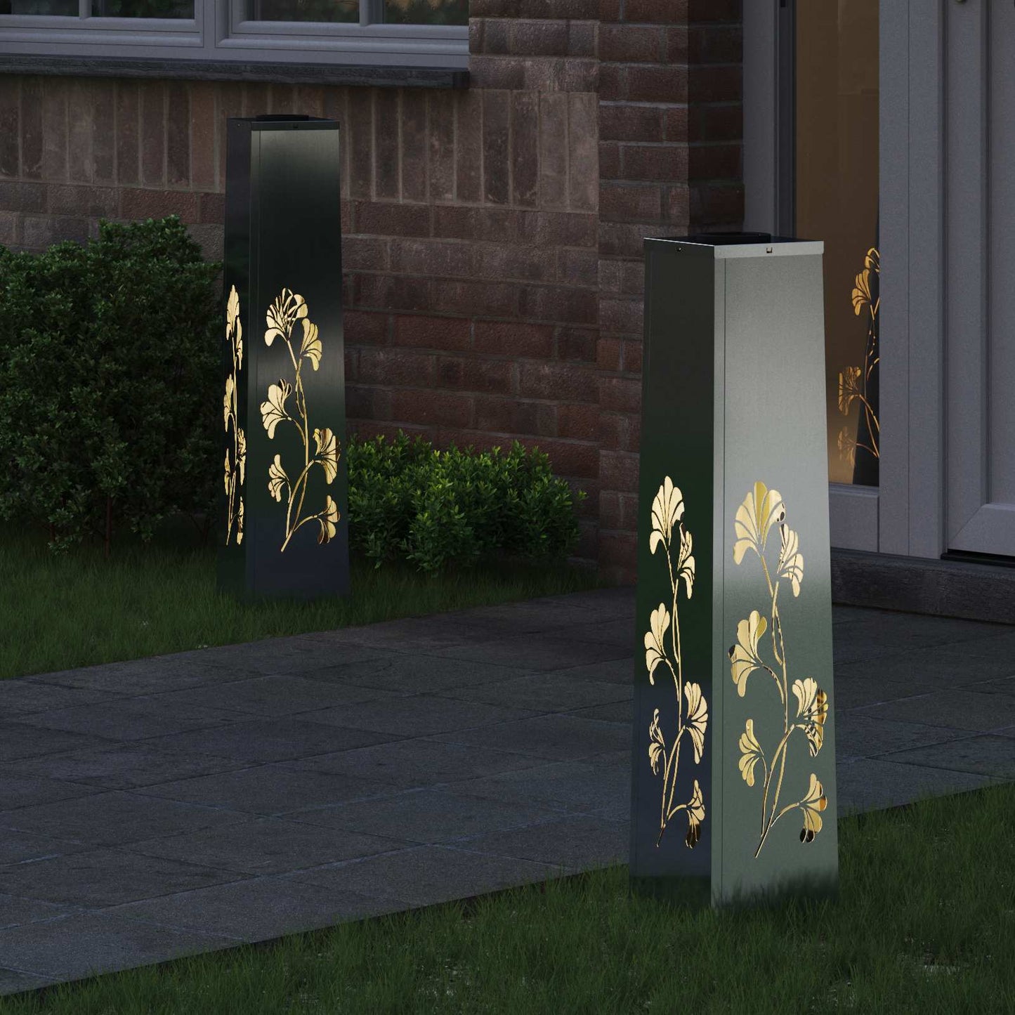 Solar LED Weg Licht 2 pcs Silber Galvanisiertes Stahl