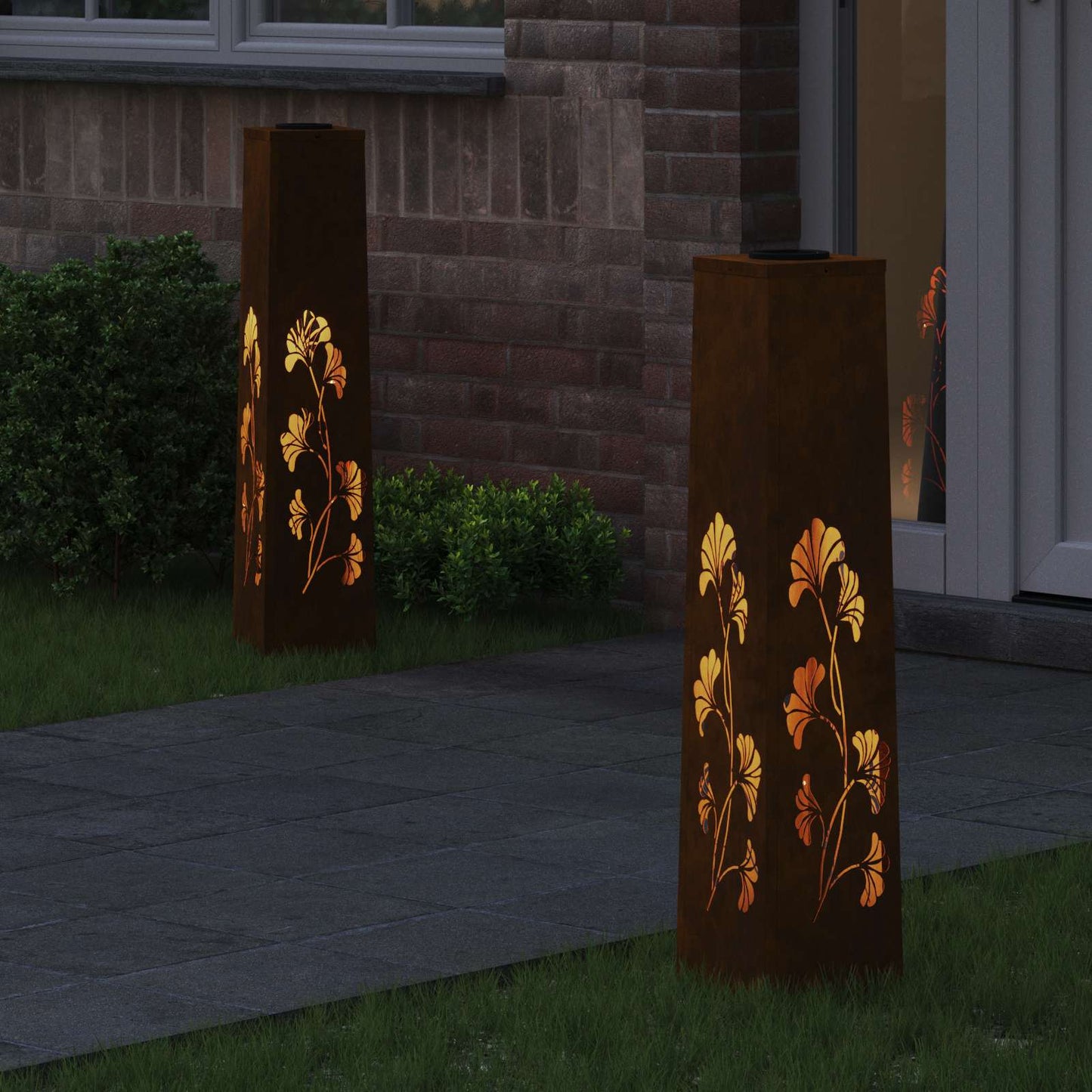 Solar LED Weg Licht 2 pcs Rostig Wetterfeststahl