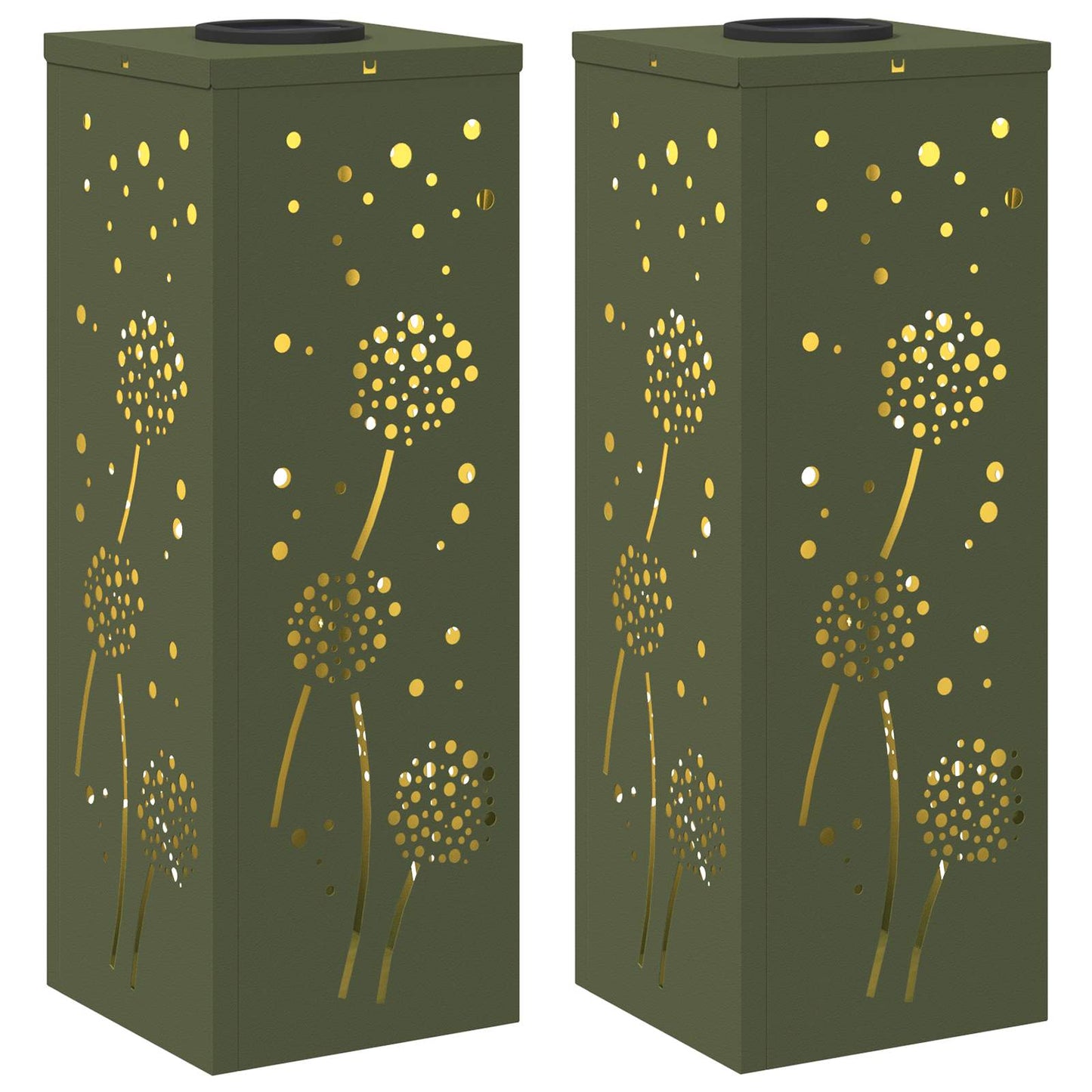 Lumière solaire LED pour chemin, 2 pcs, vert olive, acier laminé à froid