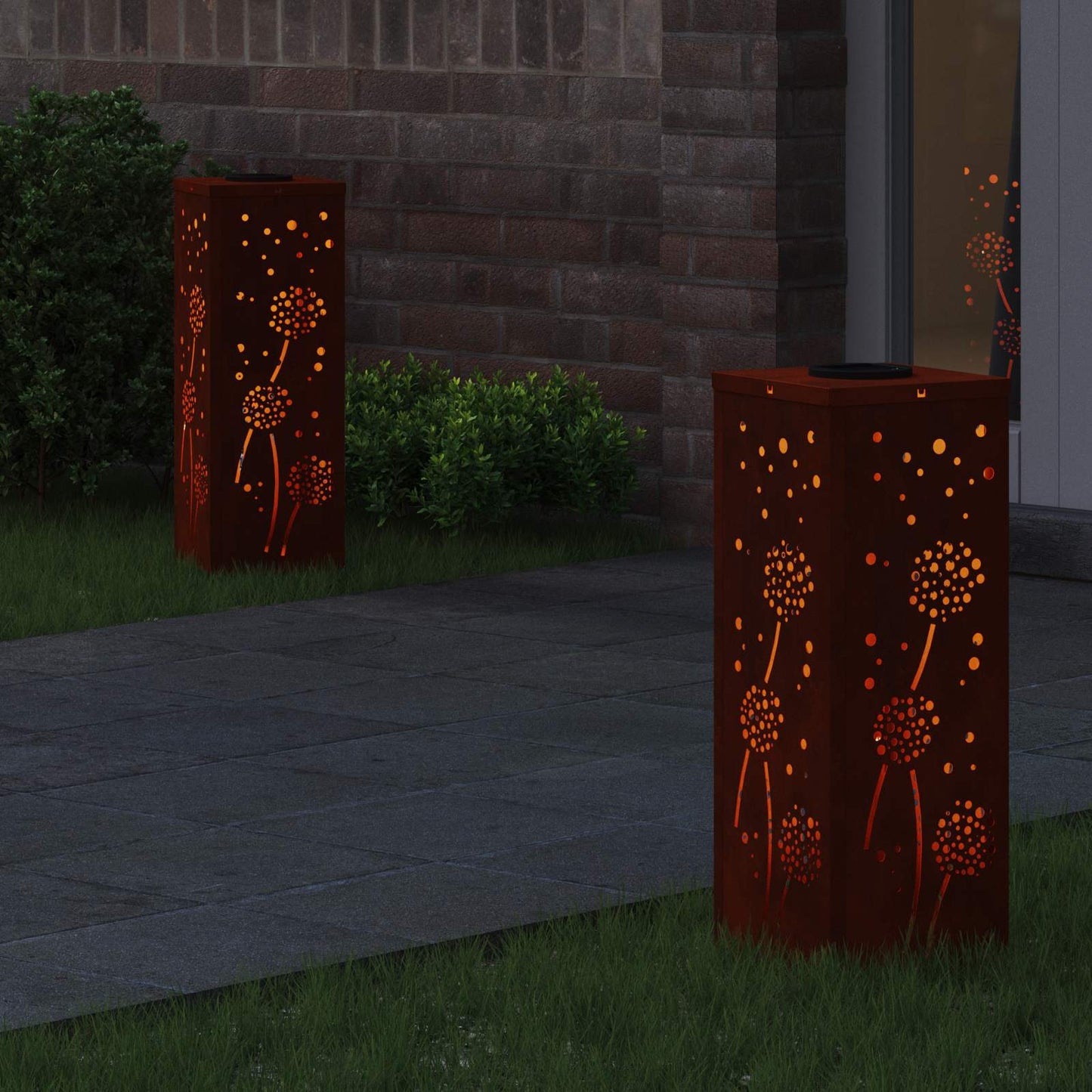 Solar LED Weg Licht 2 pcs Rostig Wetterfeststahl