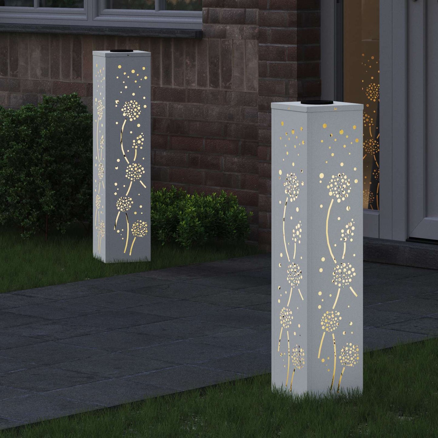 Solar LED Path Light 2 pcs White Cold Rolled Steel