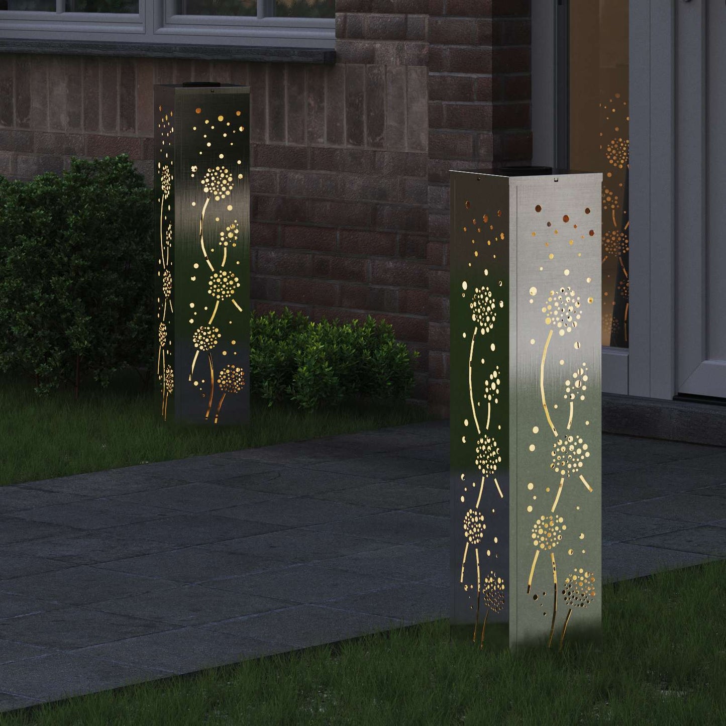 Solar LED Weg Licht 2 pcs Silber Edelstahl
