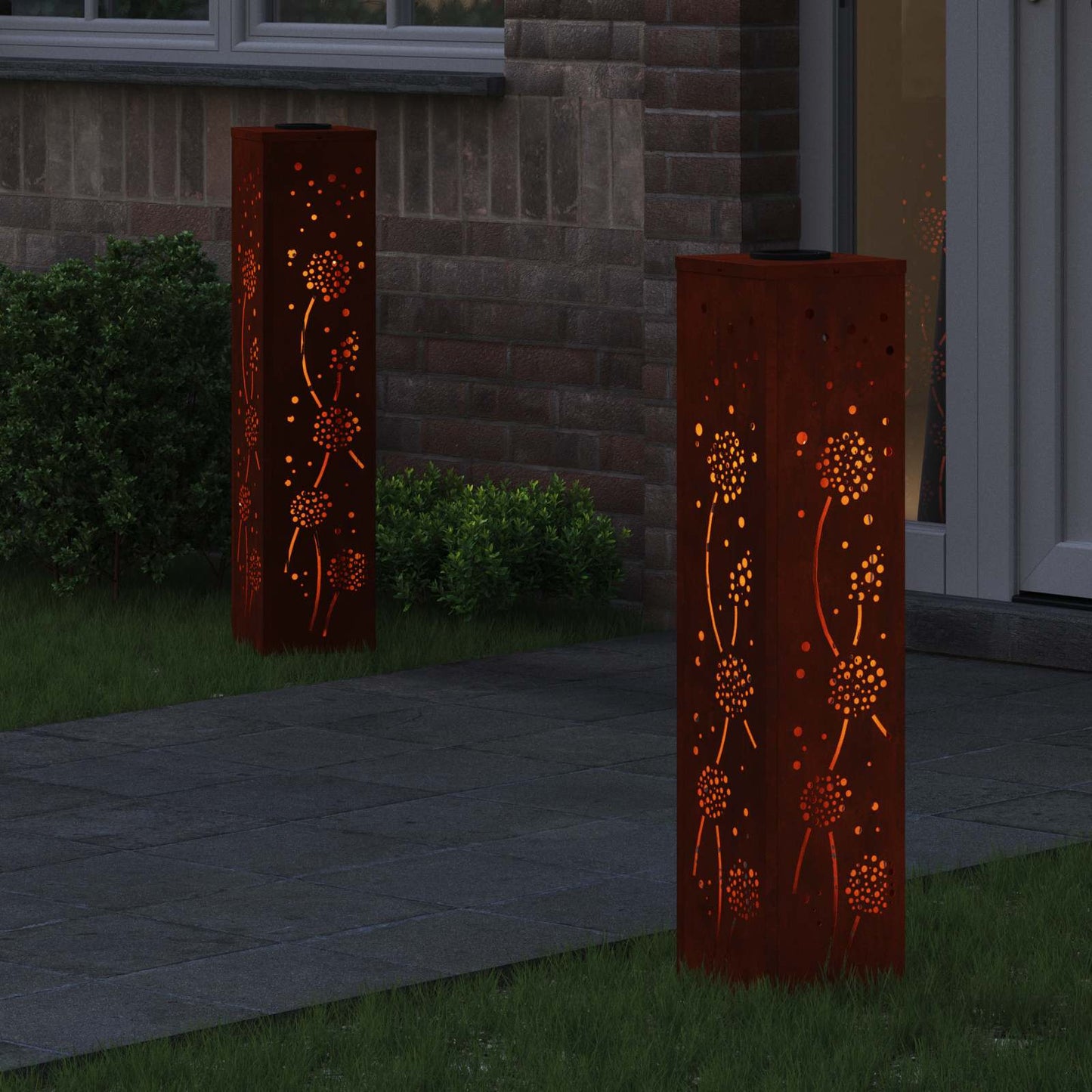 Solar LED Weg Licht 2 pcs Rostig Wetterfeststahl