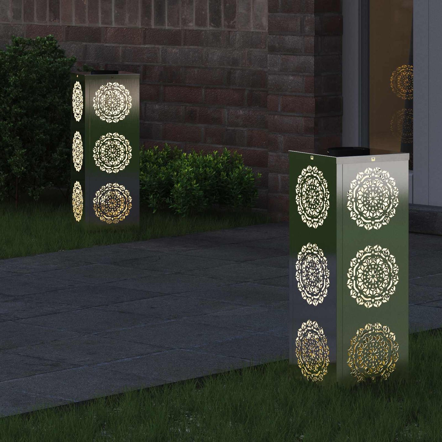 Solar LED Weg Licht 2 pcs Silber Edelstahl