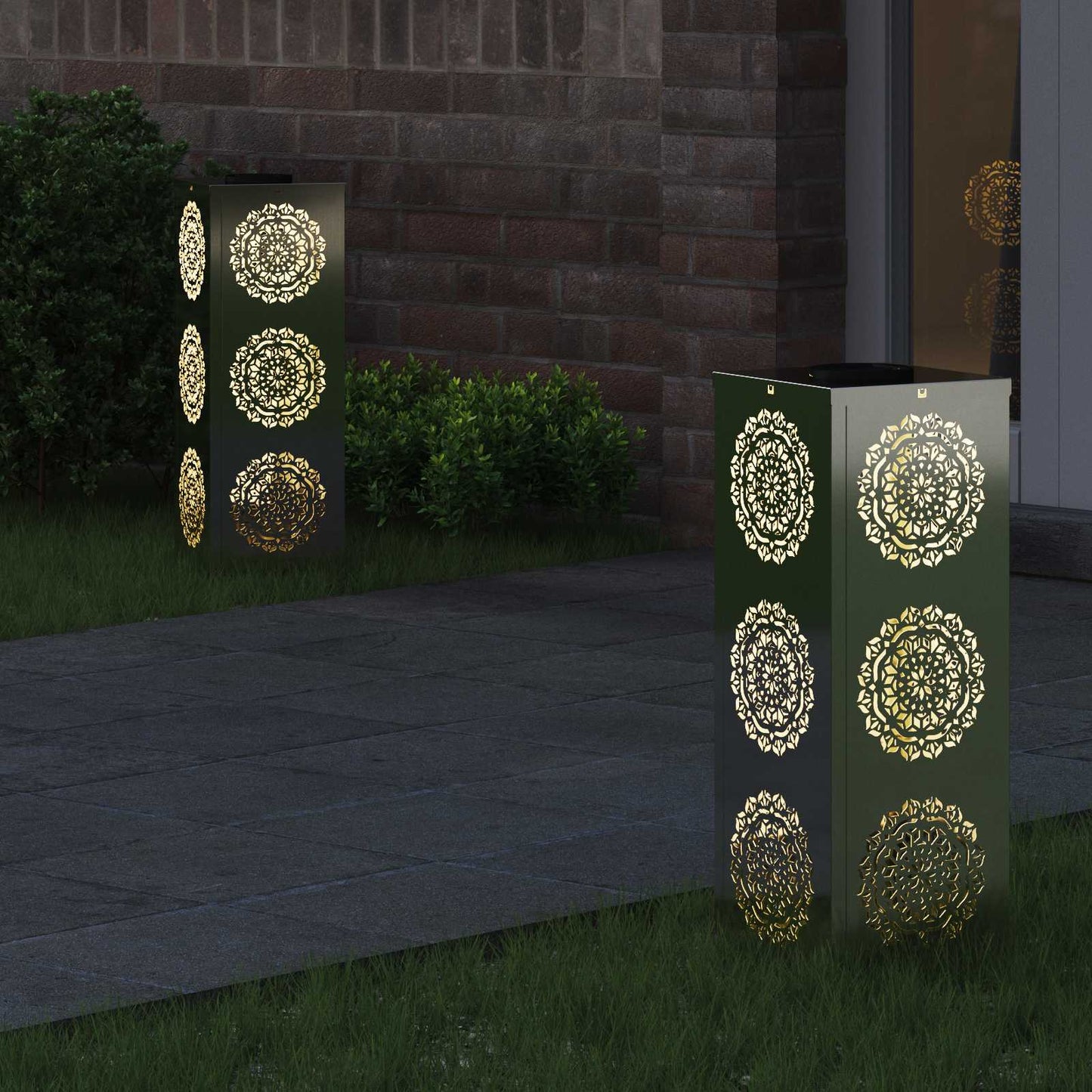 Solar LED Path Light 2 pcs Silver Galvanized Steel