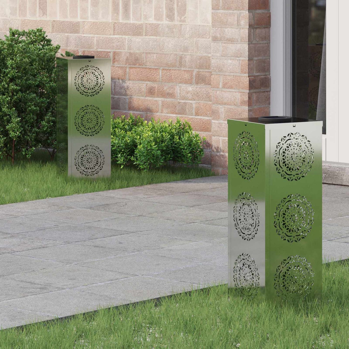 Solar LED Path Light 2 pcs Silver Galvanized Steel