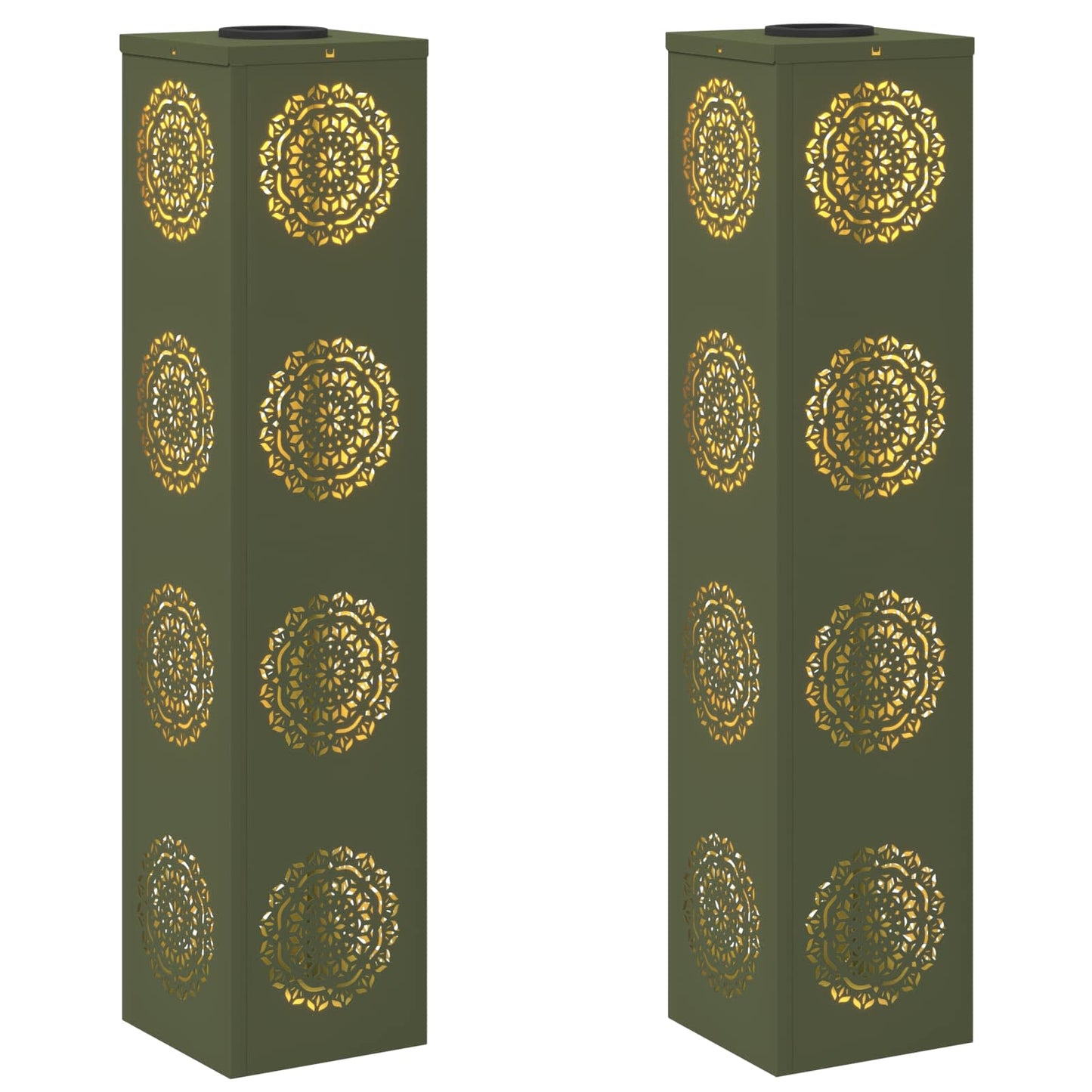 Lumière solaire LED pour chemin, 2 pcs, vert olive, acier laminé à froid
