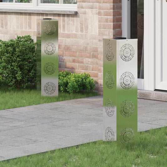 Solar LED Weg Licht 2 pcs Silber Edelstahl