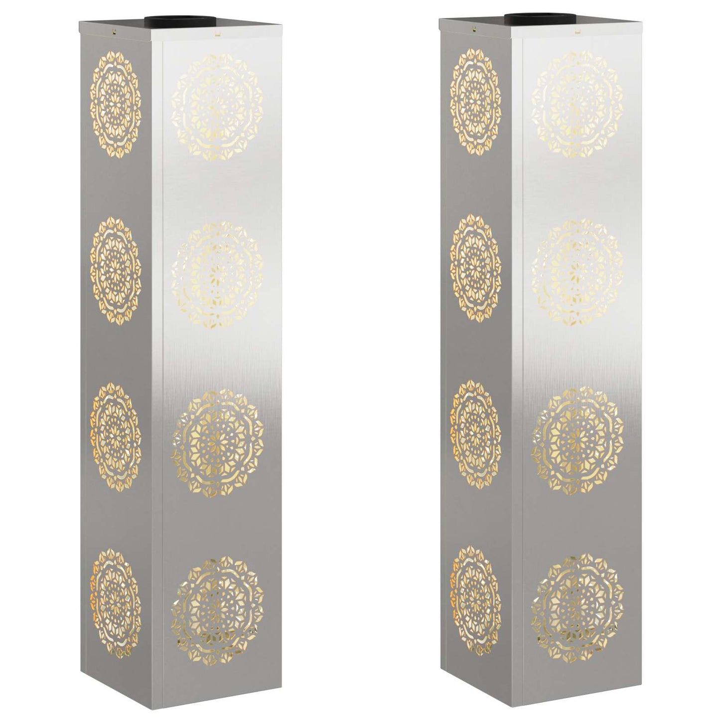 Solar LED Weg Licht 2 pcs Silber Edelstahl