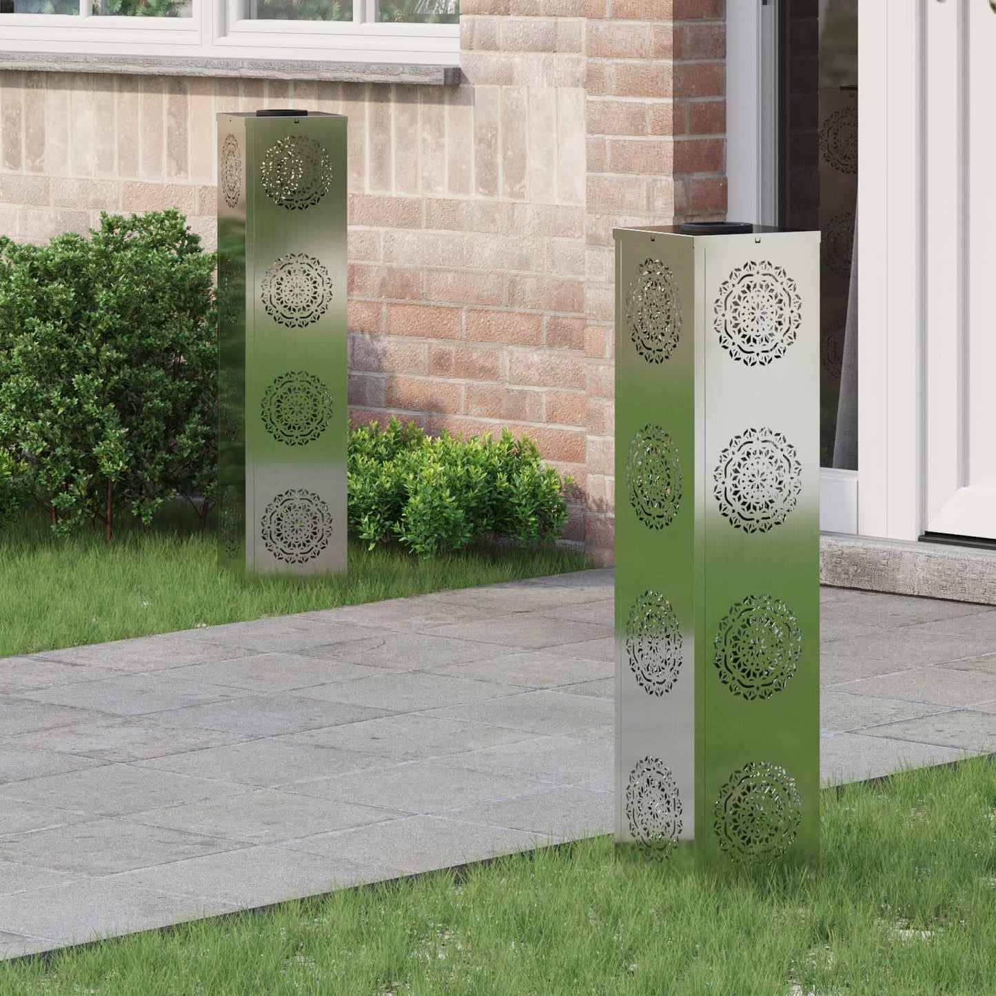 Solar LED Path Light 2 pcs Silver Galvanized Steel