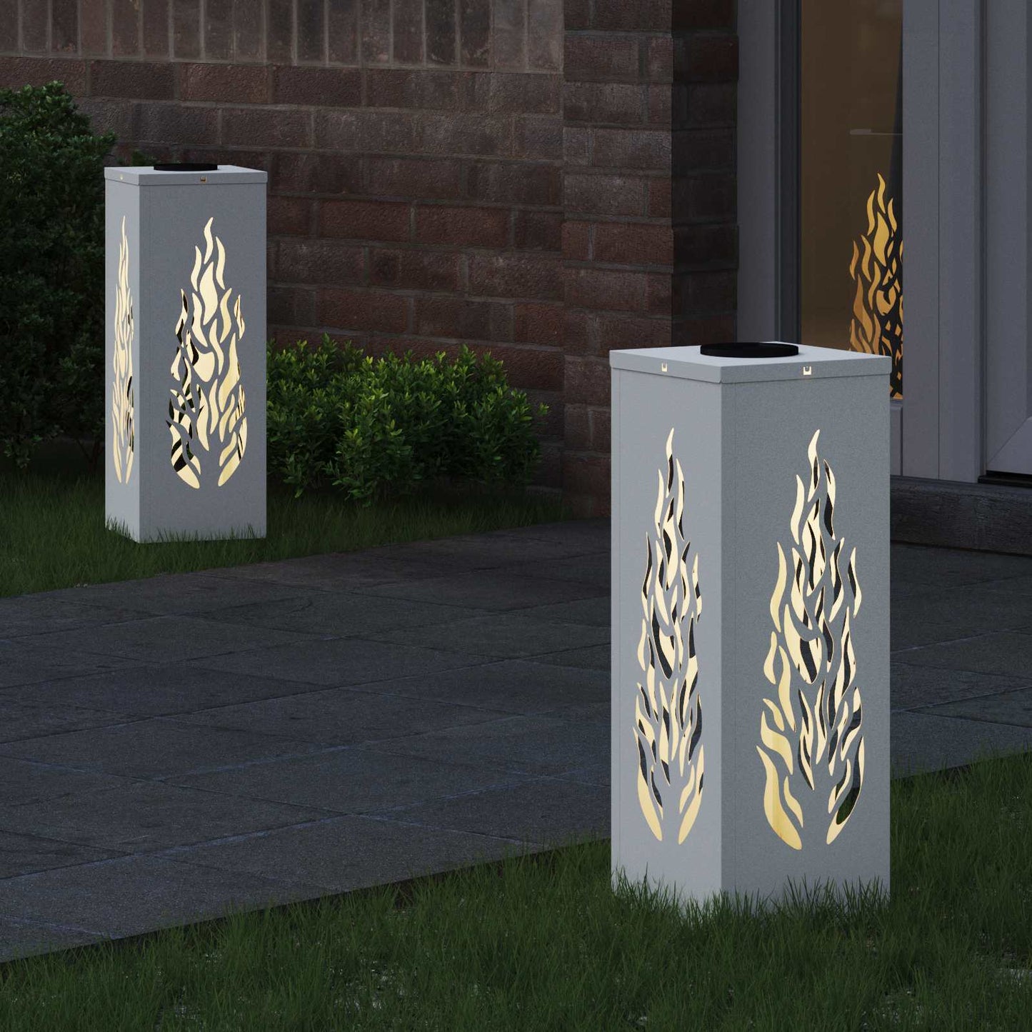 Solar LED Weg Licht 2 pcs Weiß Kalt gewalzter Stahl